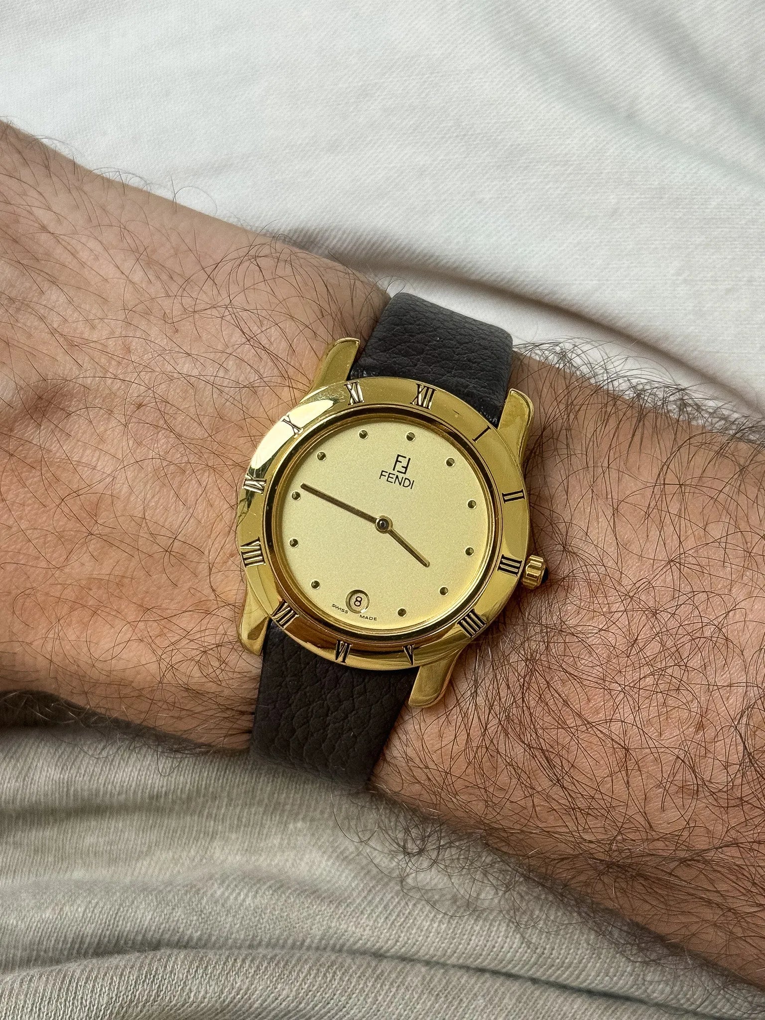Fendi - Plaqué or Date 6h Cabochon 34mm - 1990s - Atelier Victor