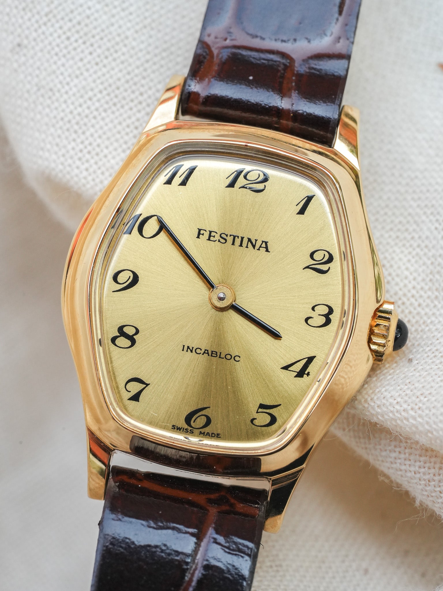 Festina - Tonneau Or Breguet Cabochon - NOS - 1980s - Atelier Victor Paris - Vintage Watch Shop Dubai