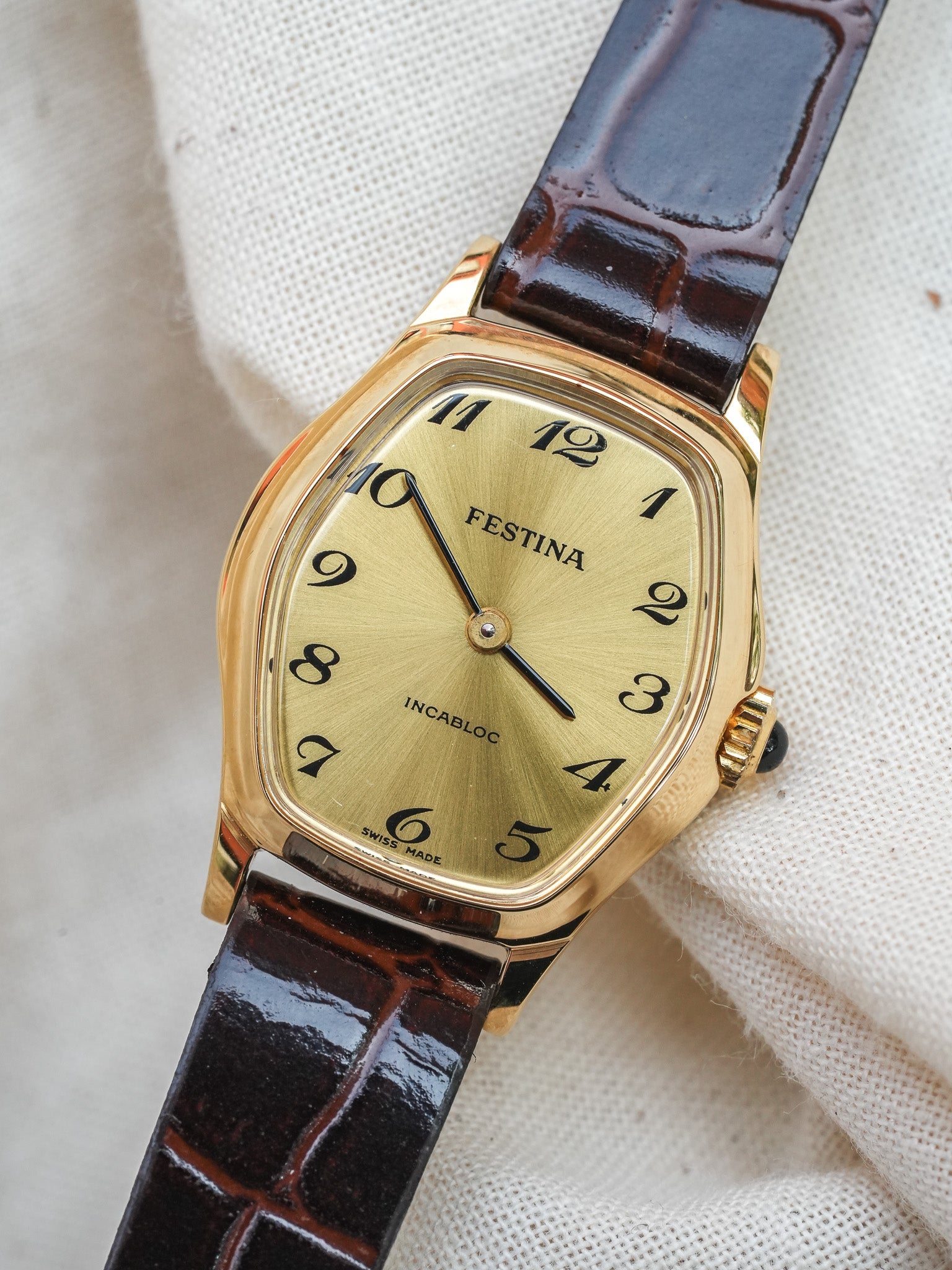 Festina - Tonneau Or Breguet Cabochon - NOS - 1980s - Atelier Victor Paris - Vintage Watch Shop Dubai