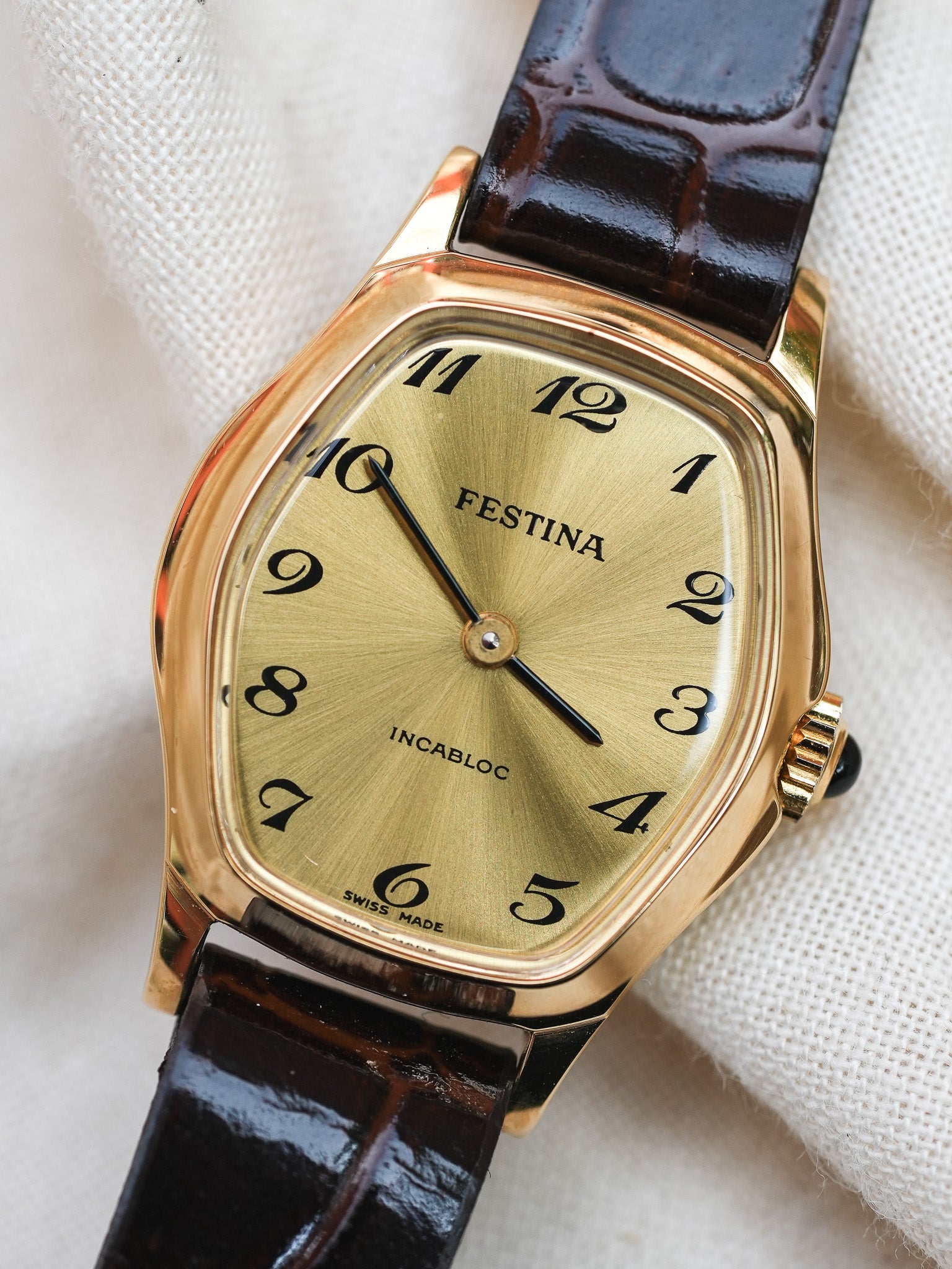Festina - Tonneau Or Breguet Cabochon - NOS - 1980s - Atelier Victor Paris - Vintage Watch Shop Dubai