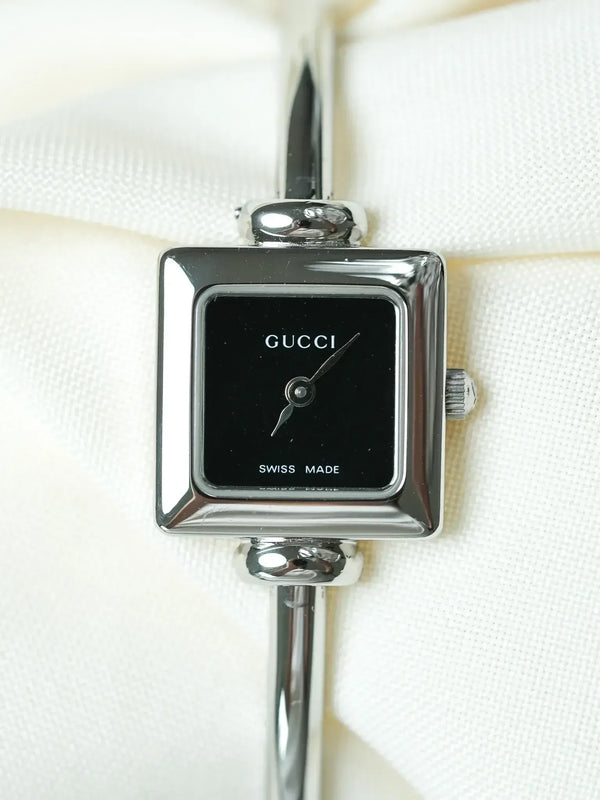 Gucci - Black Square Steel Bangle Bracelet - 1990s display picture 2