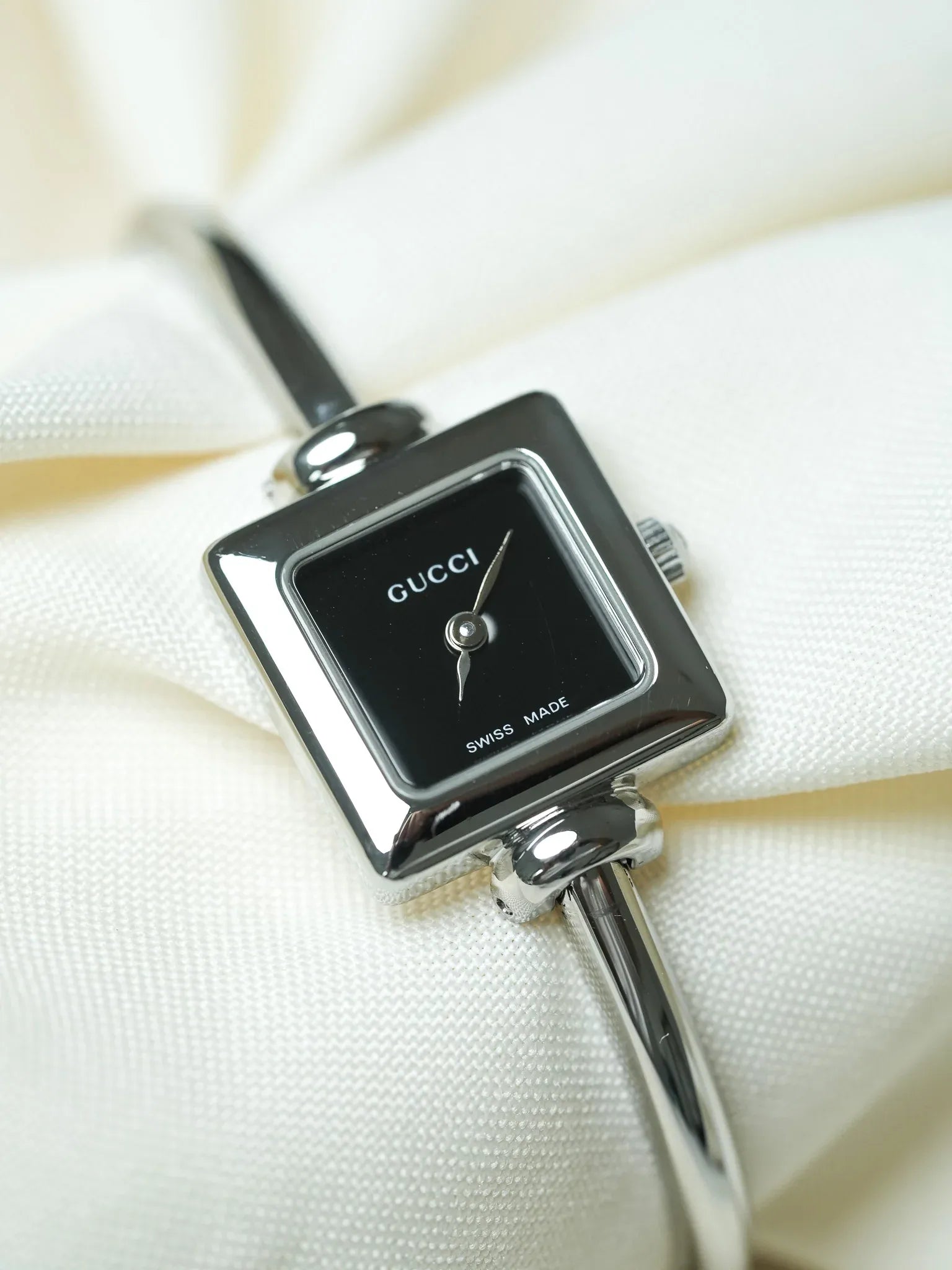 Gucci - Black Square Steel Bangle Bracelet - 1990s