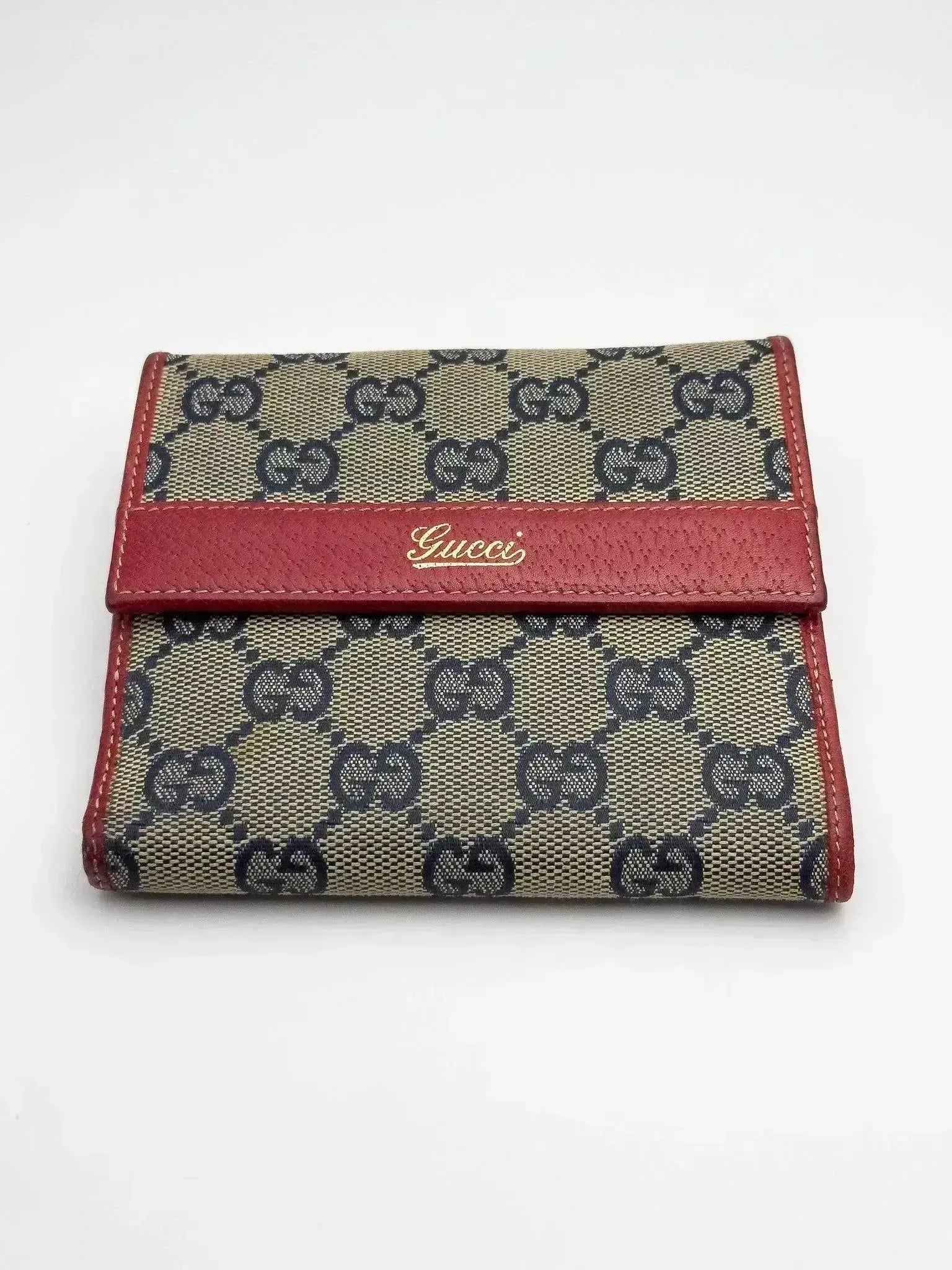 Gucci - Portefeuille en toile GG Bleu Cuir Rouge - Atelier Victor