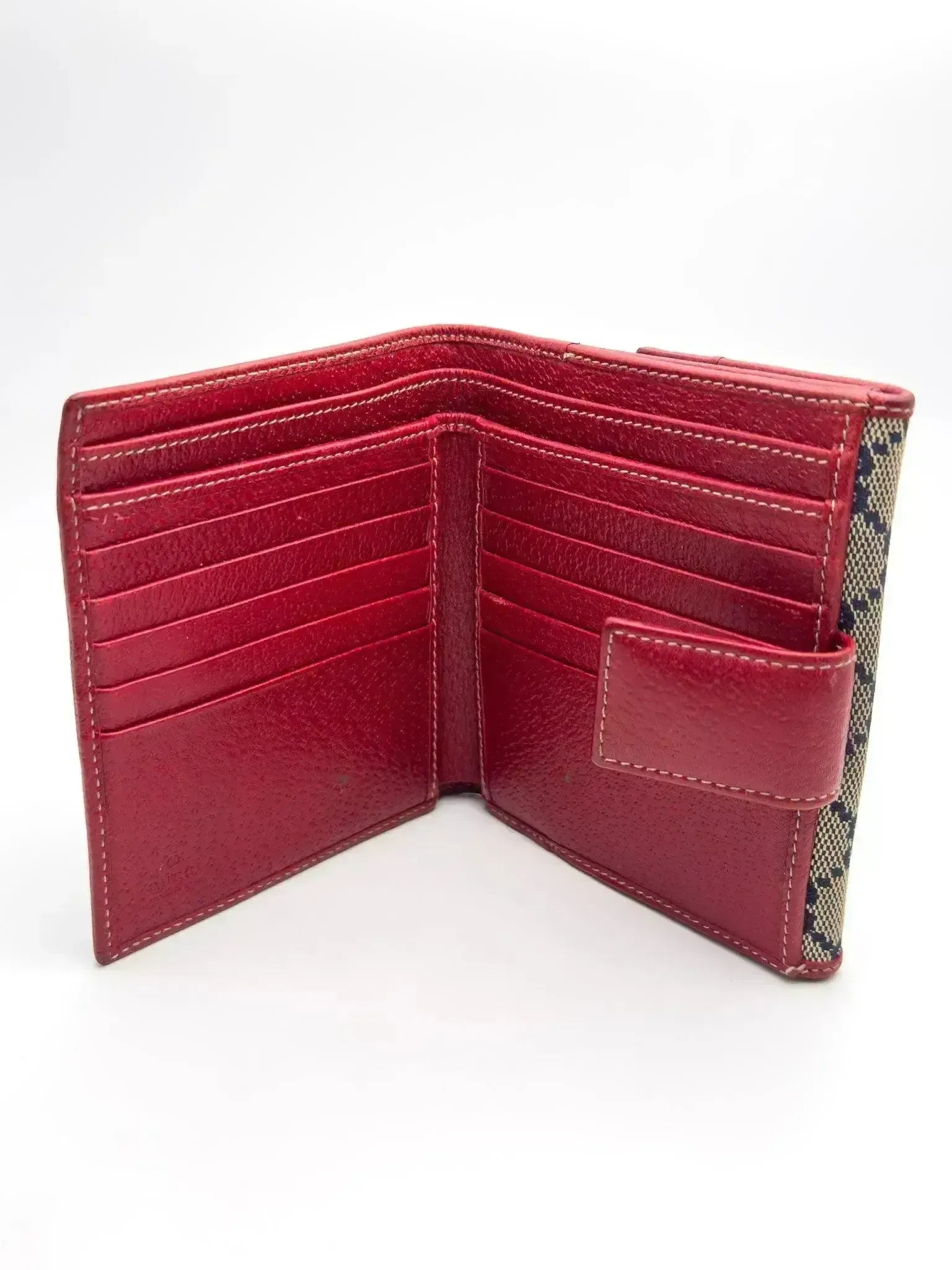 Gucci - Portefeuille en toile GG Bleu Cuir Rouge - Atelier Victor