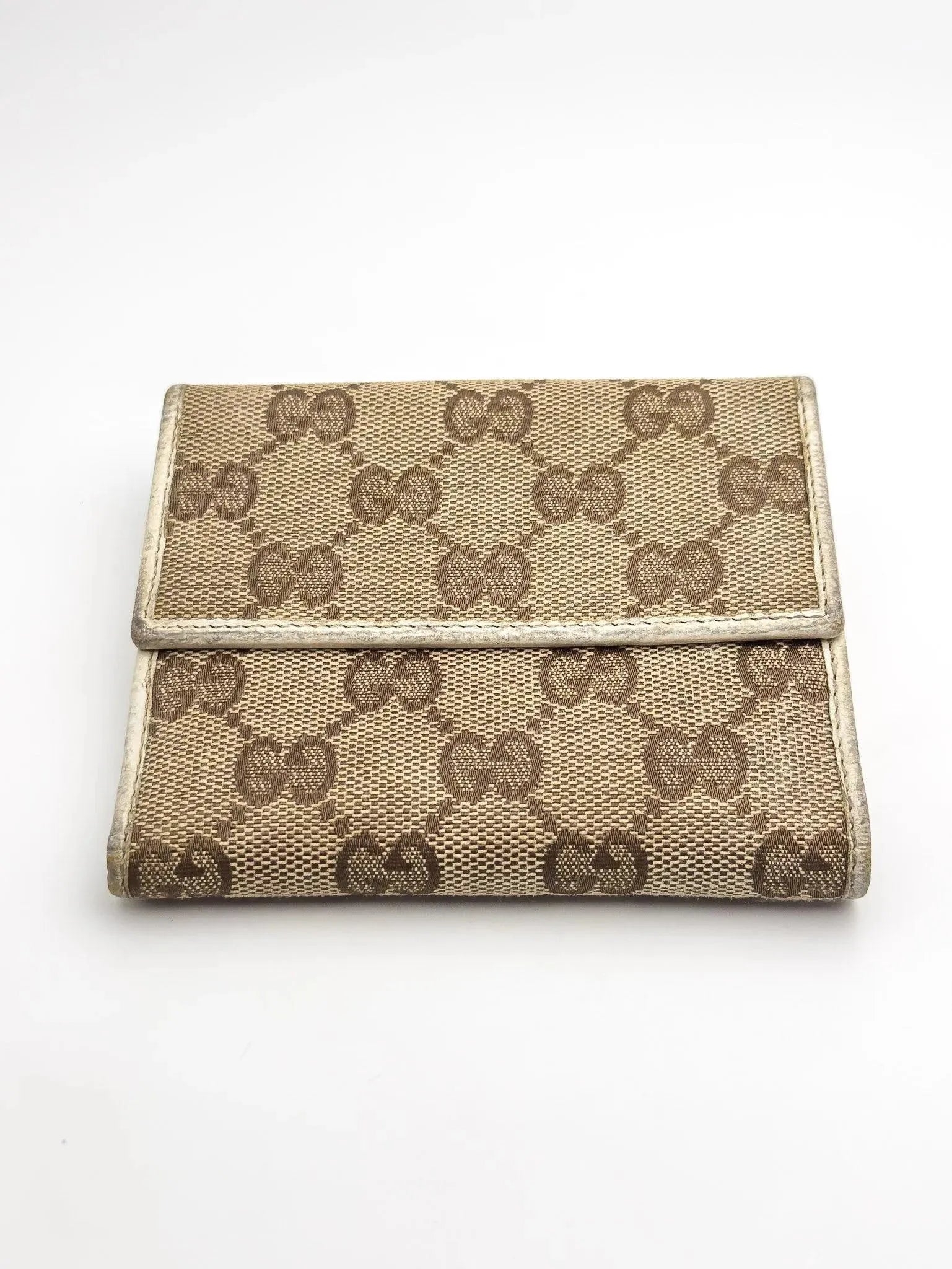 Gucci - Portefeuille en toile GG cuir blanc - Atelier Victor - Vintage Shop
