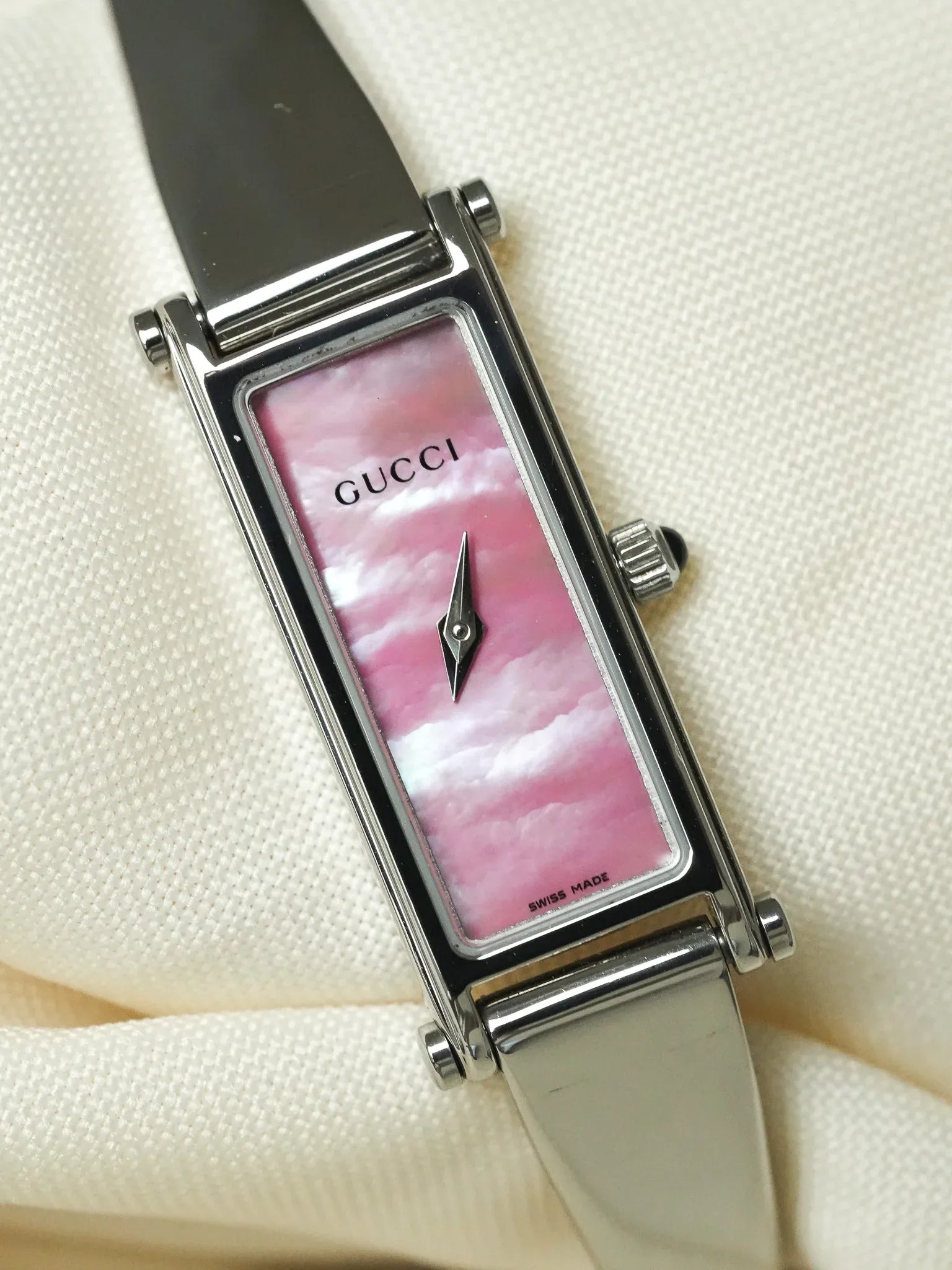 Gucci - Tank Bracelet Jonc Acier Cadran nacre - 1990s - Atelier Victor