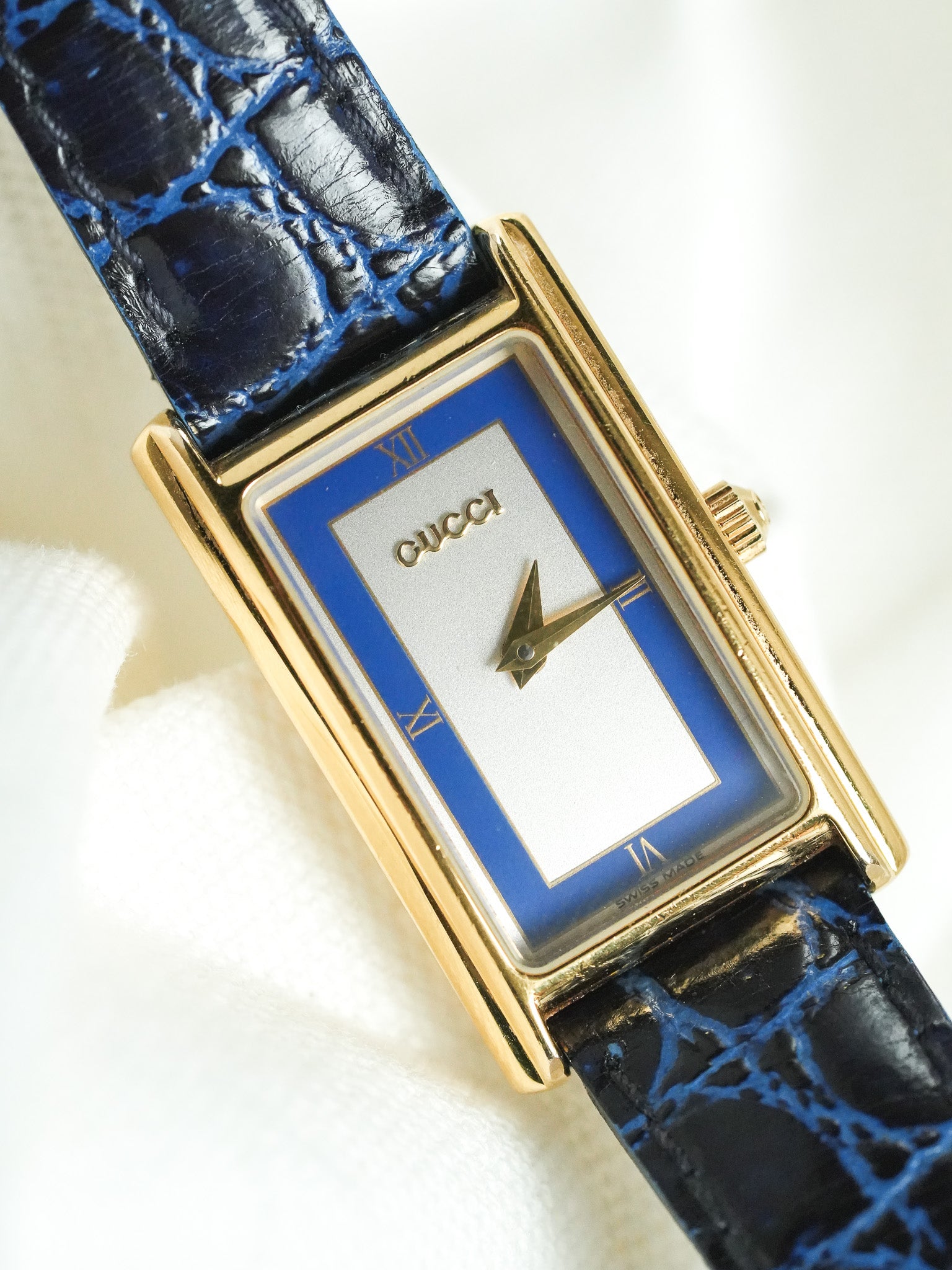Gucci - Tank Vintage Bleu Plaqué or - 1990s - Atelier Victor - Vintage Shop