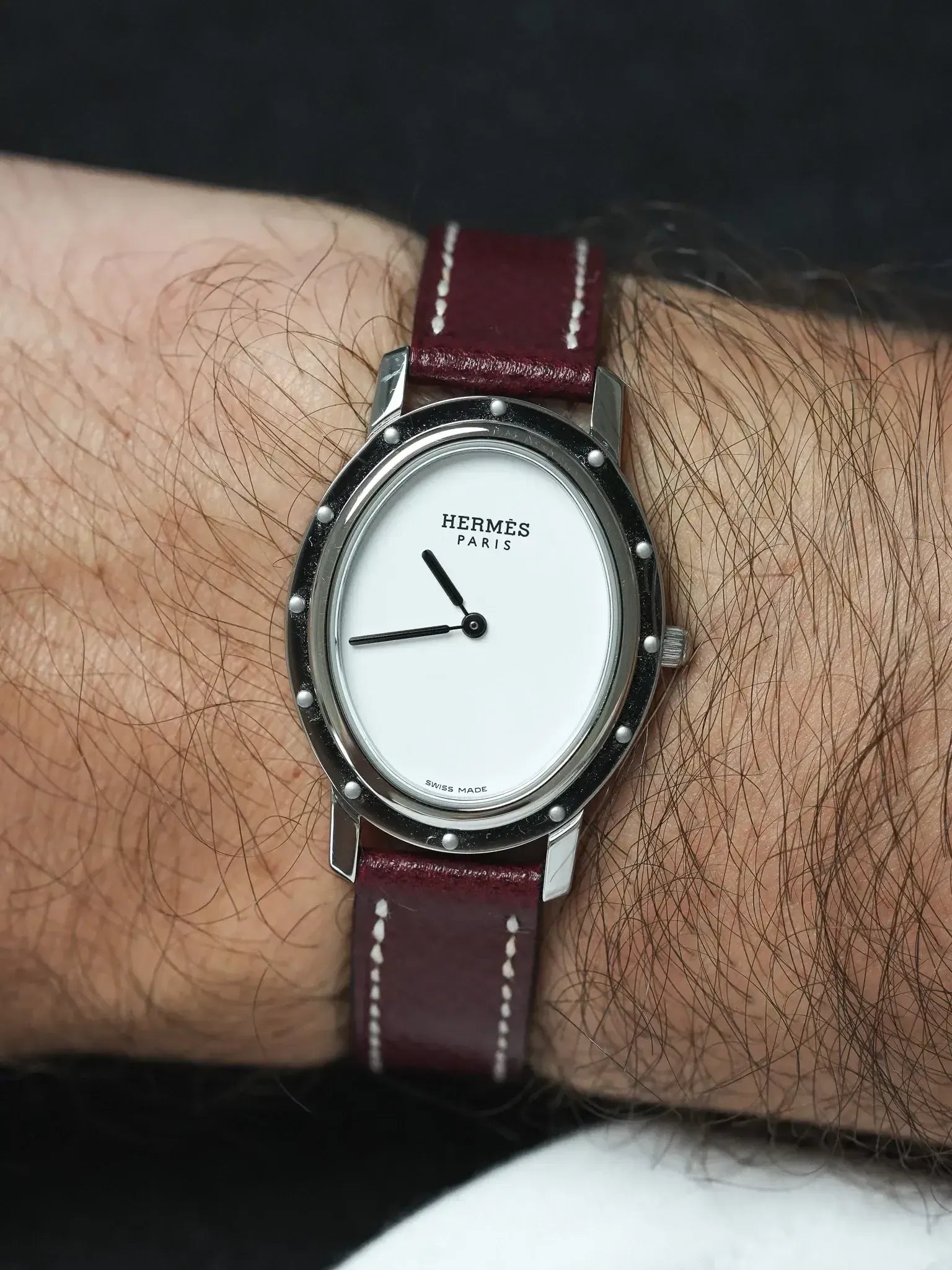 Hermes - Tonneau Steel Guilloché Dial ref.C01.510 - 2010s