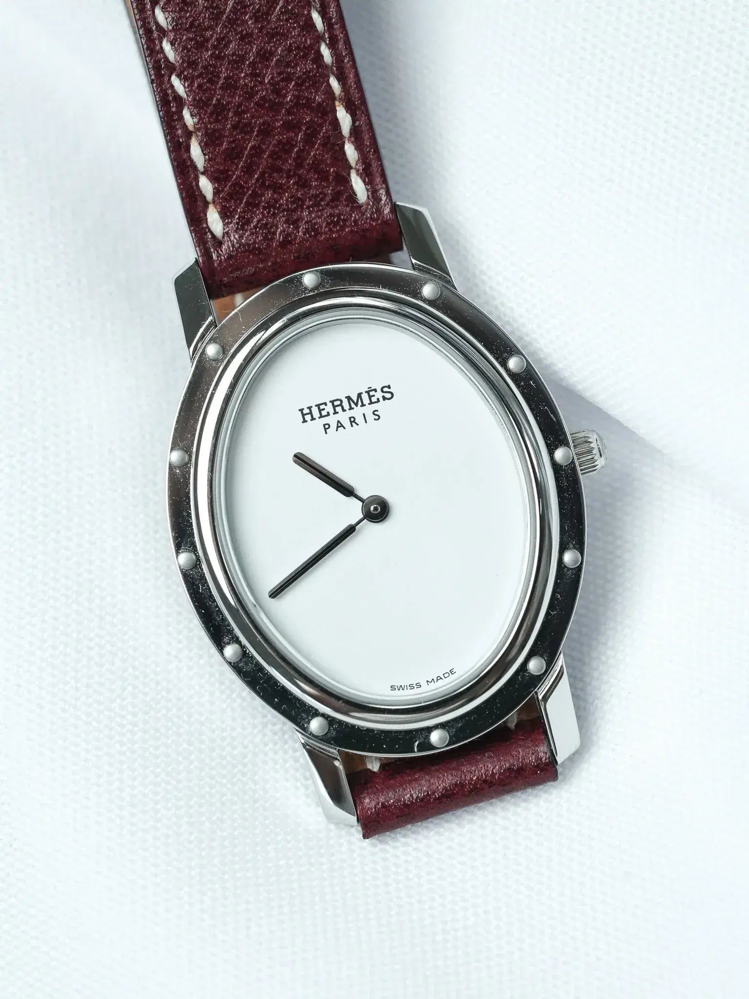 Hermes - Tonneau Acier Cadran Guilloché ref.C01.510 - 2010s