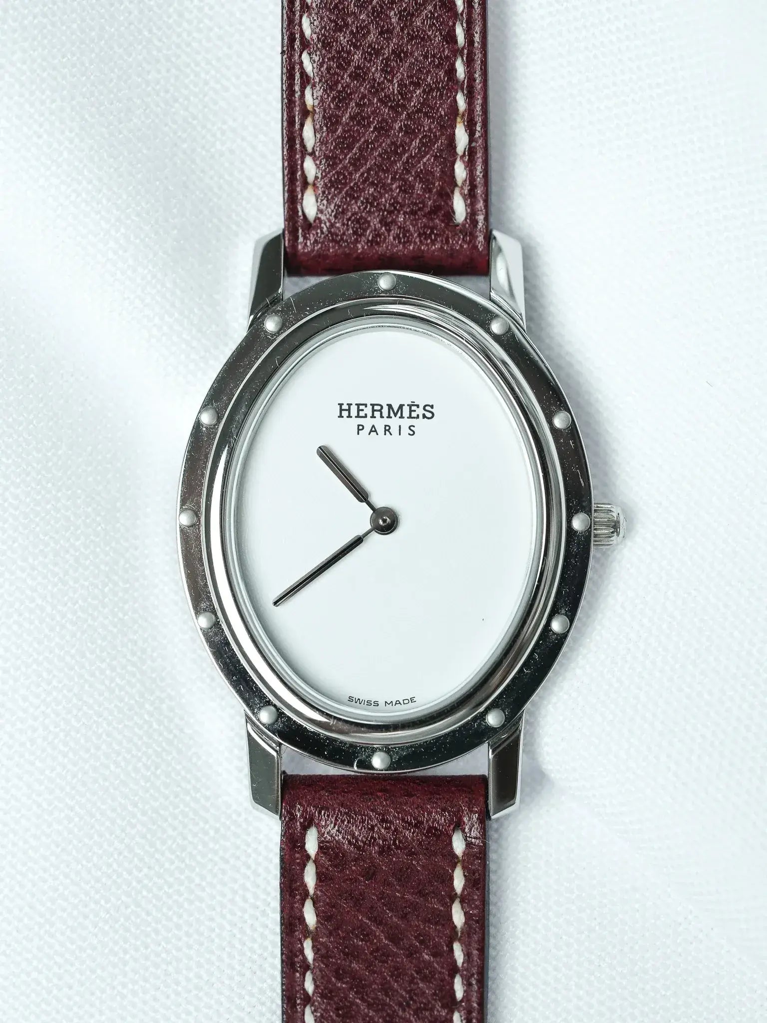 Hermes - Tonneau Acier Cadran Guilloché ref.C01.510 - 2010s