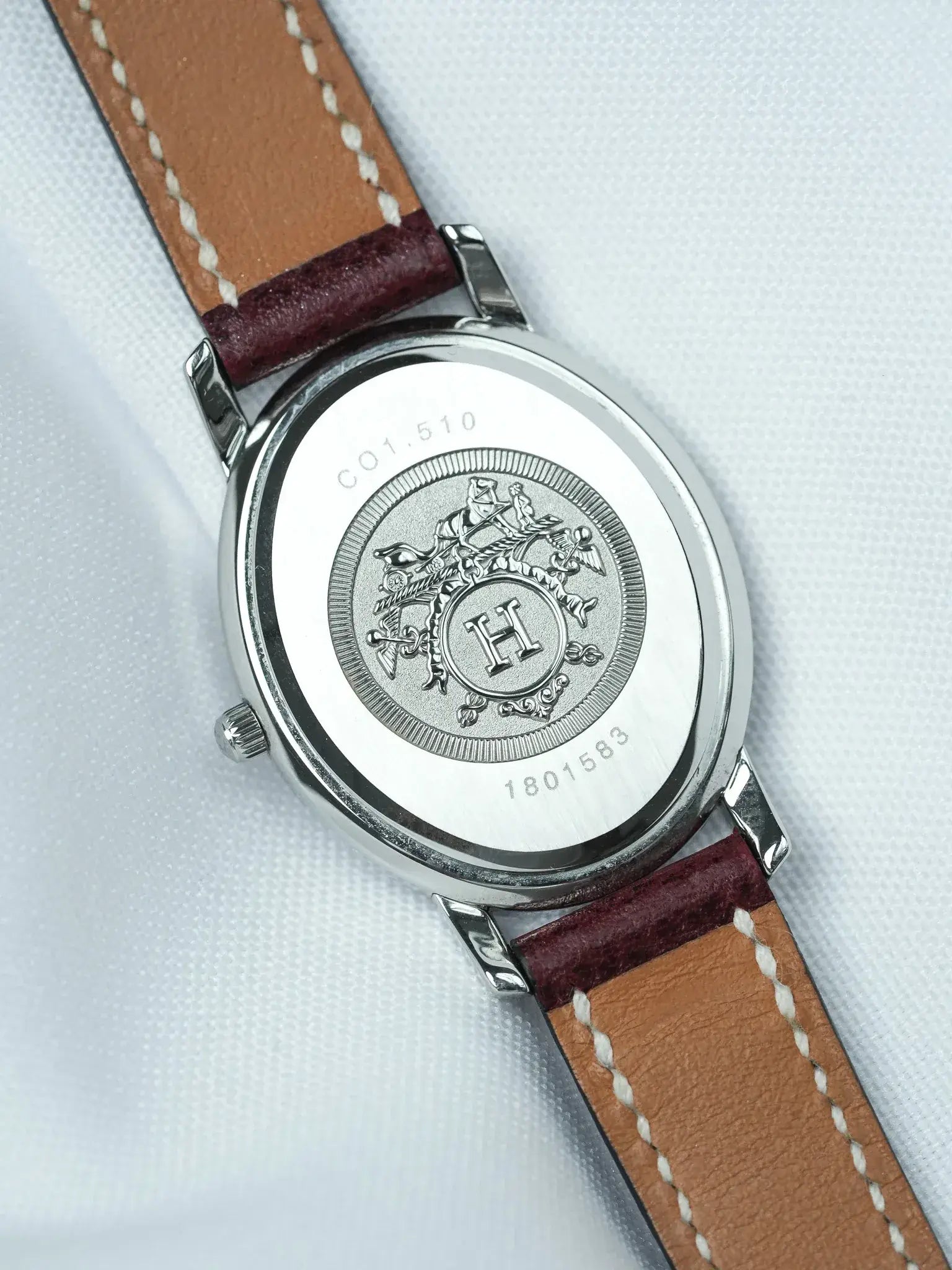 Hermes - Tonneau Acier Cadran Guilloché ref.C01.510 - 2010s