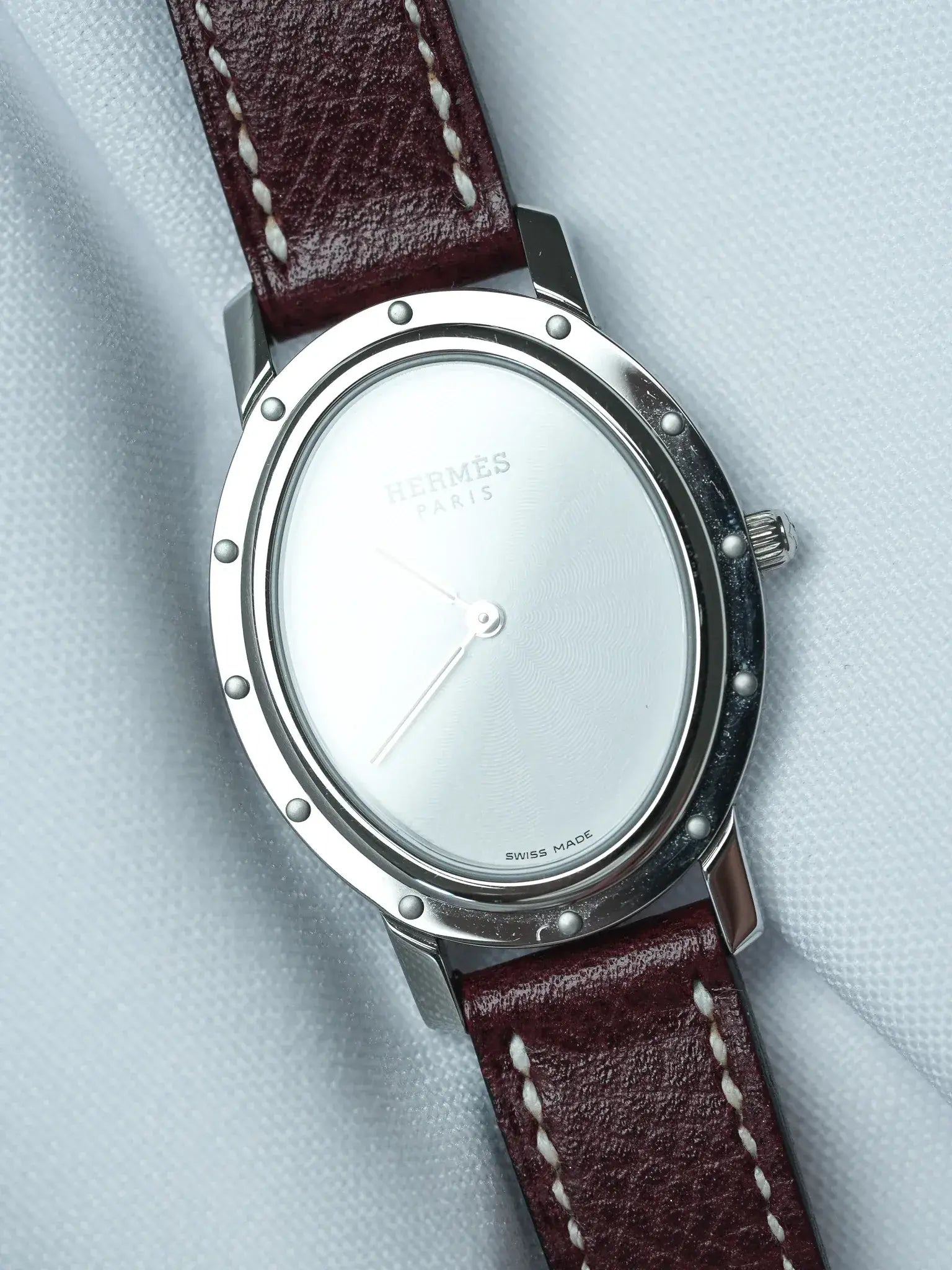 Hermes - Tonneau Acier Cadran Guilloché ref.C01.510 - 2010s