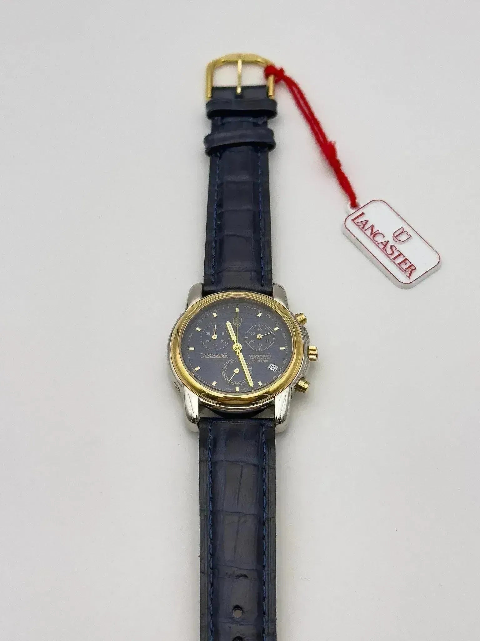 Lancaster - Chronographe Bleu Acier Or - NOS - 1990s - Atelier Victor