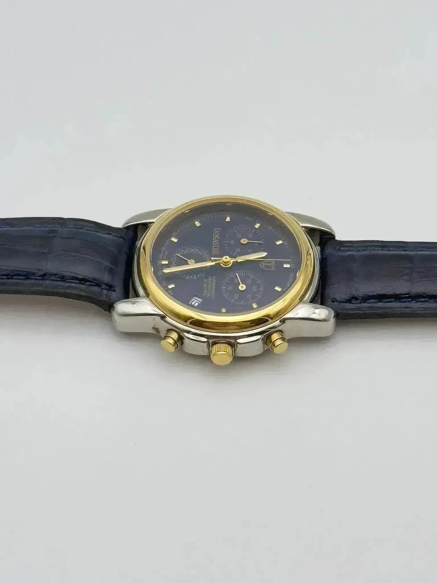 Lancaster - Chronographe Bleu Acier Or - NOS - 1990s - Atelier Victor