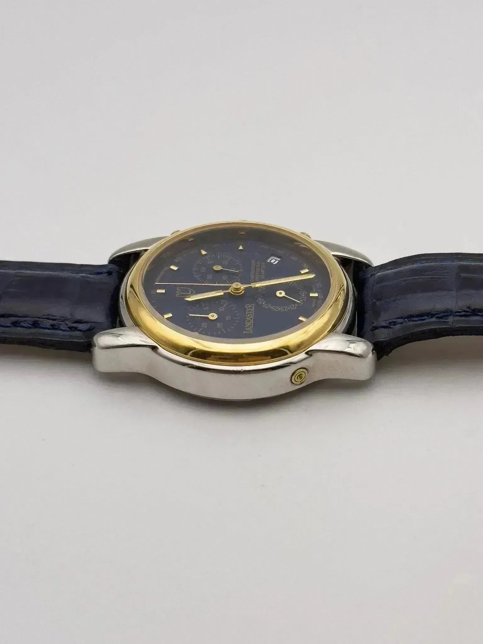 Lancaster - Chronographe Bleu Acier Or - NOS - 1990s - Atelier Victor
