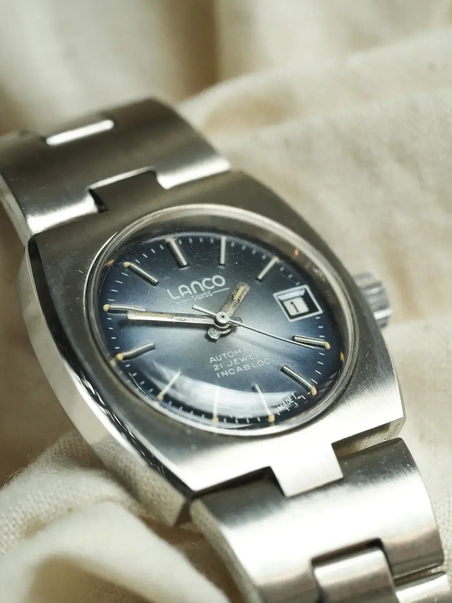 Lanco - Mini Tonneau Acier Bleu Automatique - NOS - 1980s - Atelier Victor