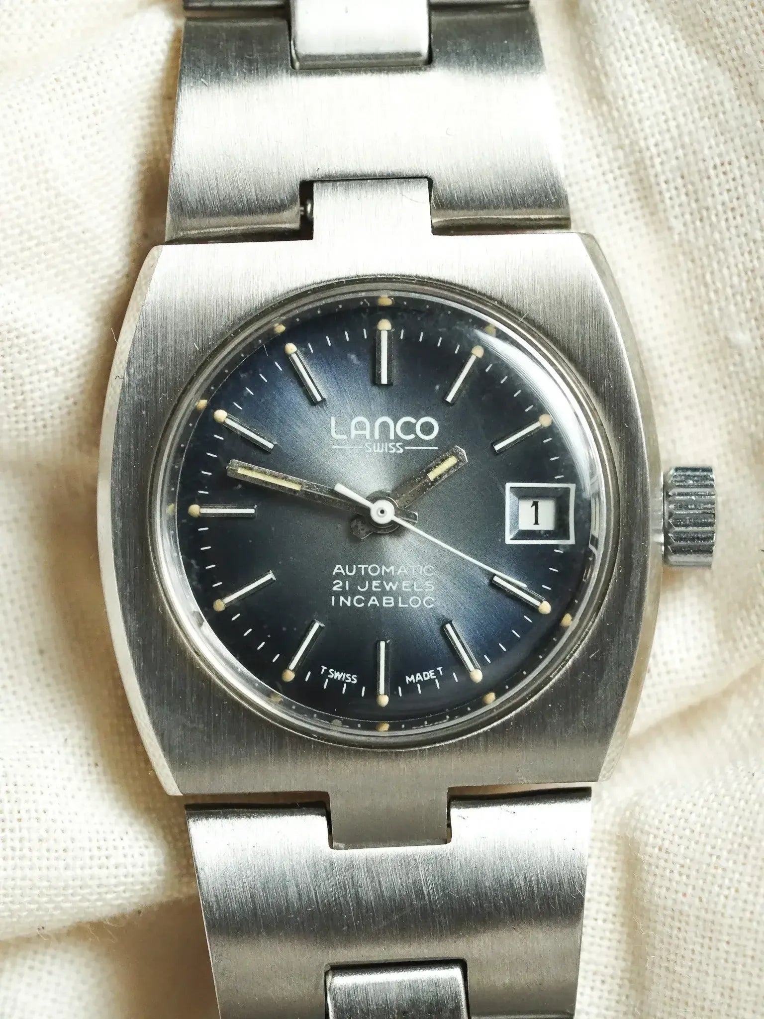 Lanco - Mini Tonneau Acier Bleu Automatique - NOS - 1980s - Atelier Victor