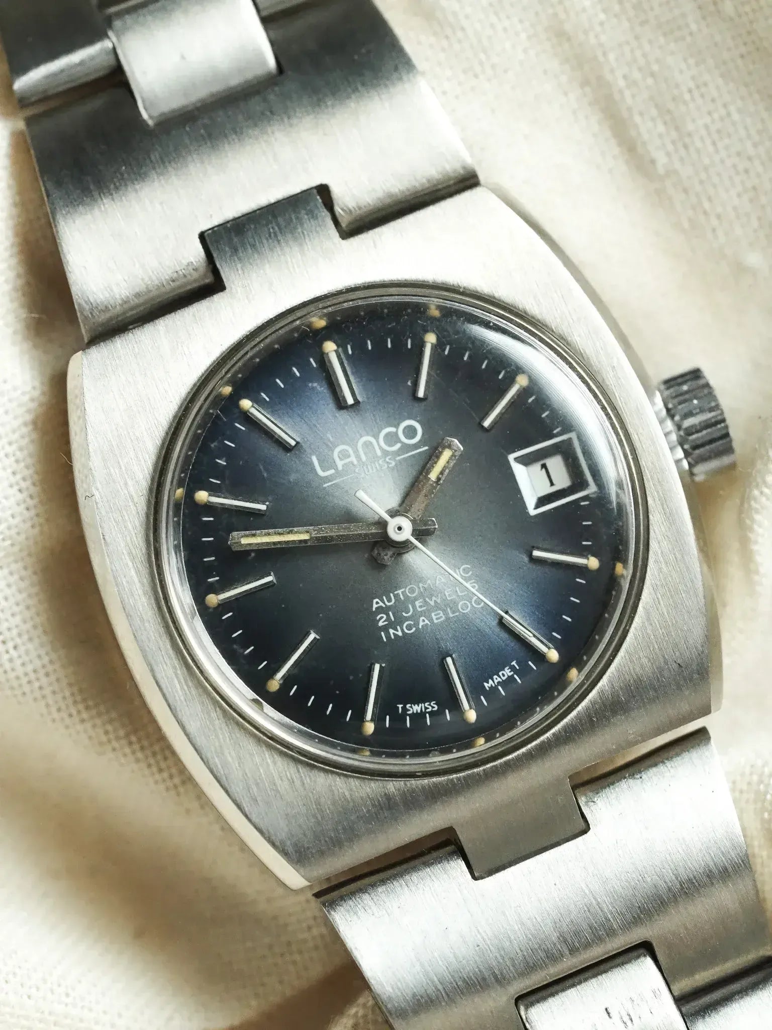 Lanco - Mini Tonneau Acier Bleu Automatique - NOS - 1980s - Atelier Victor