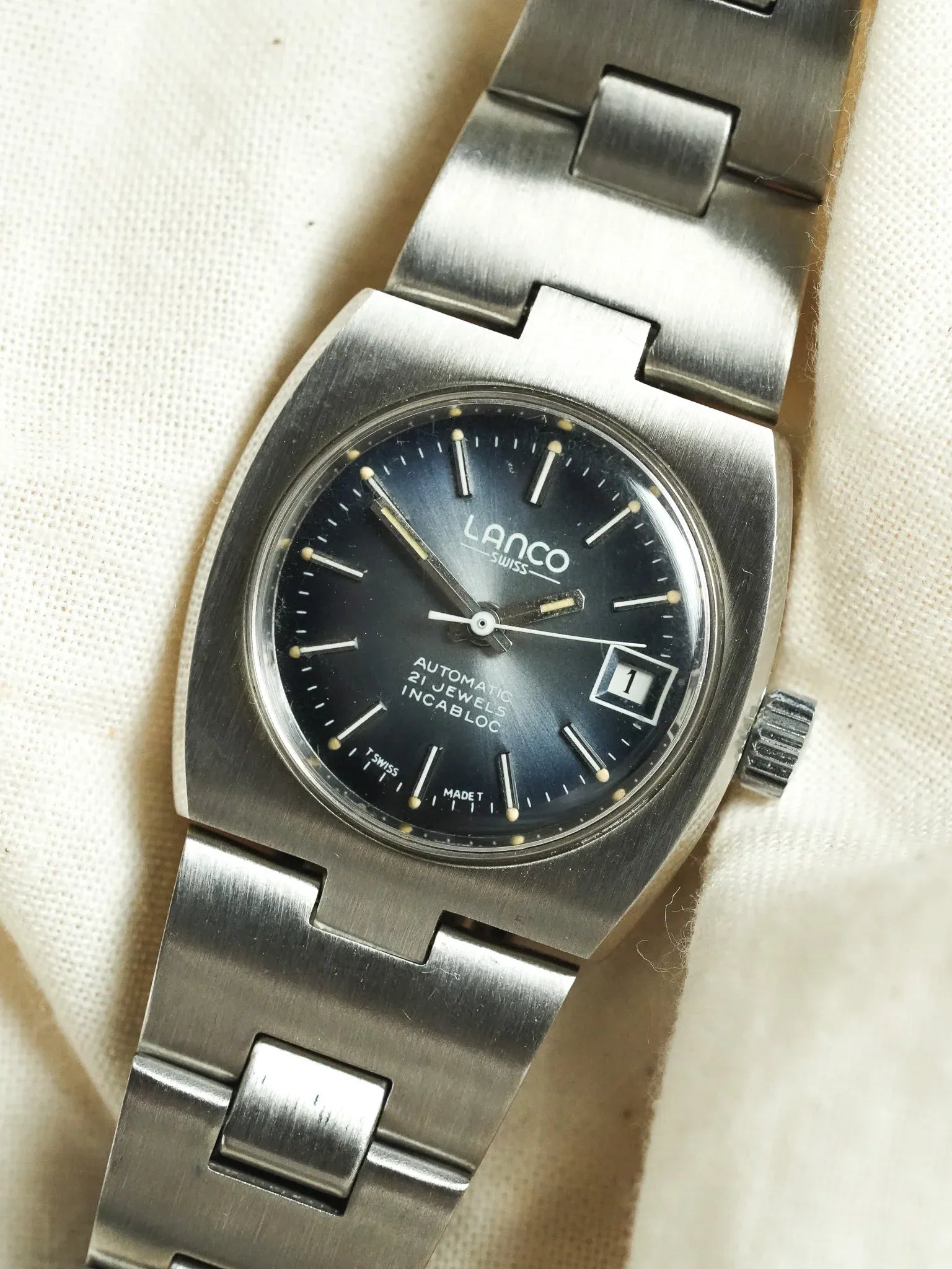 Lanco - Mini Tonneau Acier Bleu Automatique - NOS - 1980s - Atelier Victor