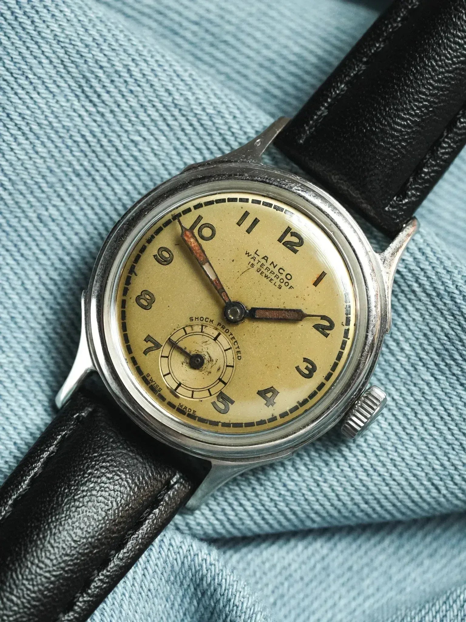 Lanco - montre militaire d'après guerre WWII Cadran Crème - 1940s - Atelier Victor