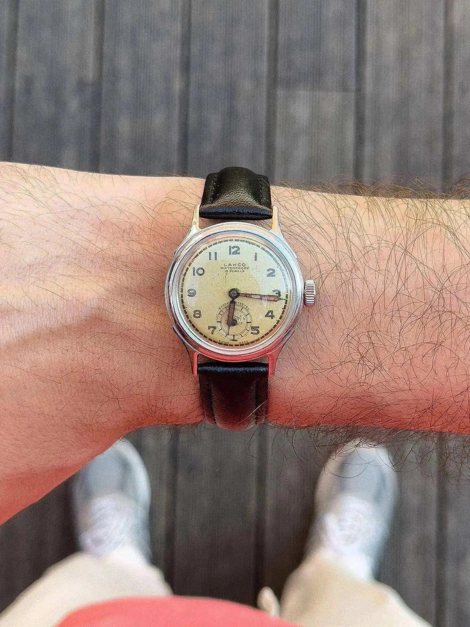 Lanco - montre militaire d'après guerre WWII Cadran Crème - 1940s - Atelier Victor