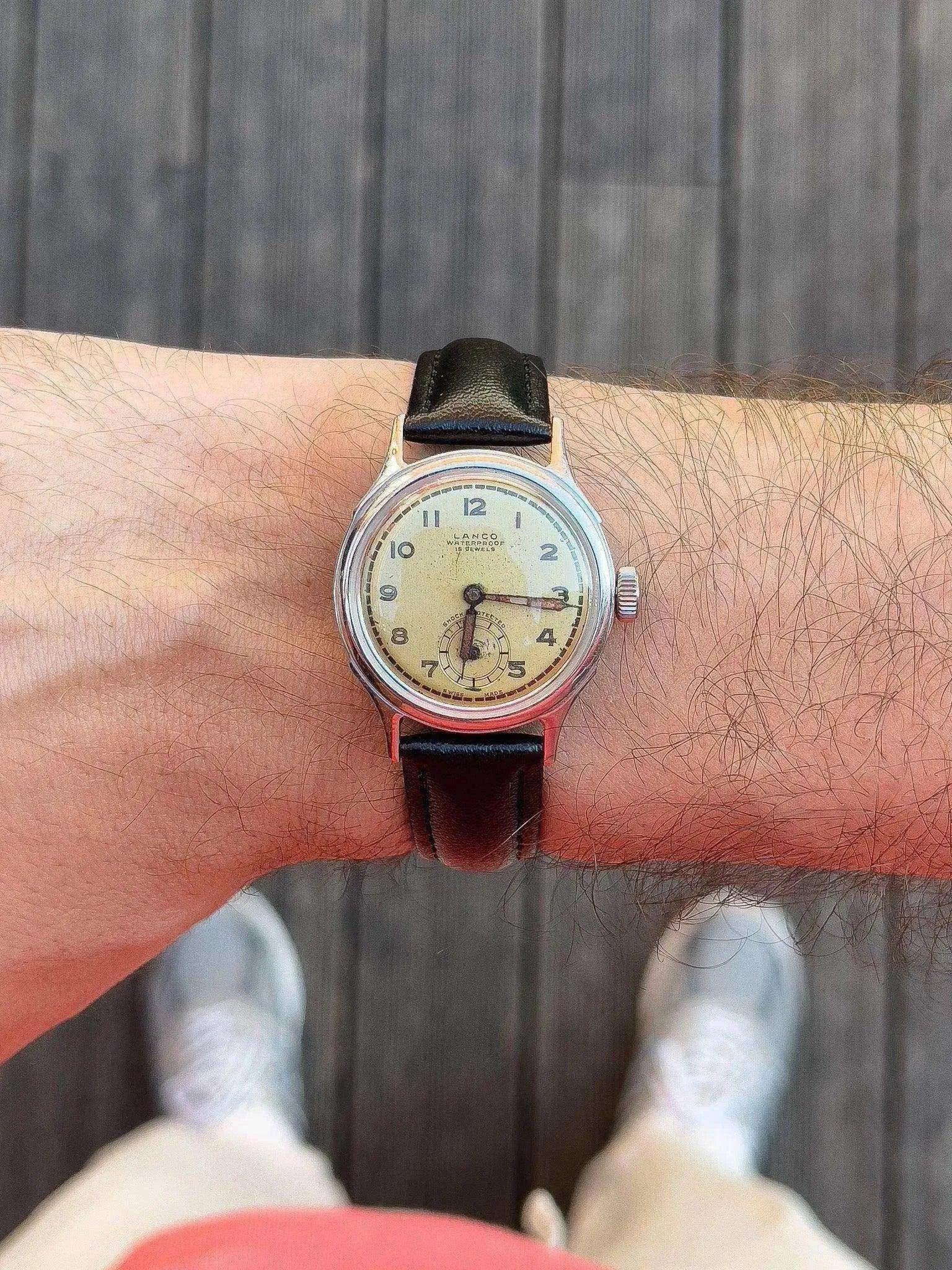 Lanco - montre militaire d'après guerre WWII Cadran Crème - 1940s - Atelier Victor - Vintage Shop