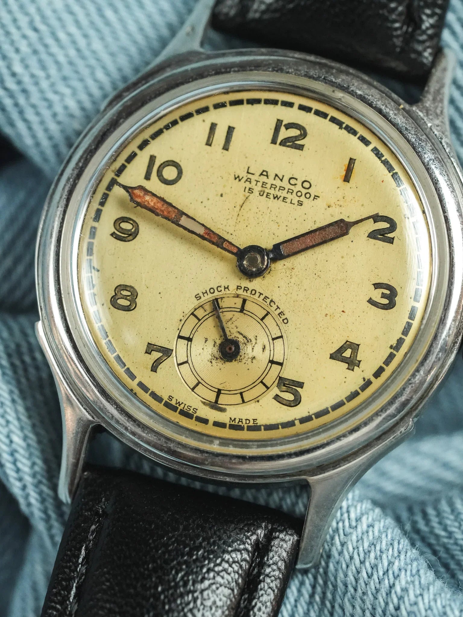 Lanco - montre militaire d'après guerre WWII Cadran Crème - 1940s - Atelier Victor - Vintage Shop