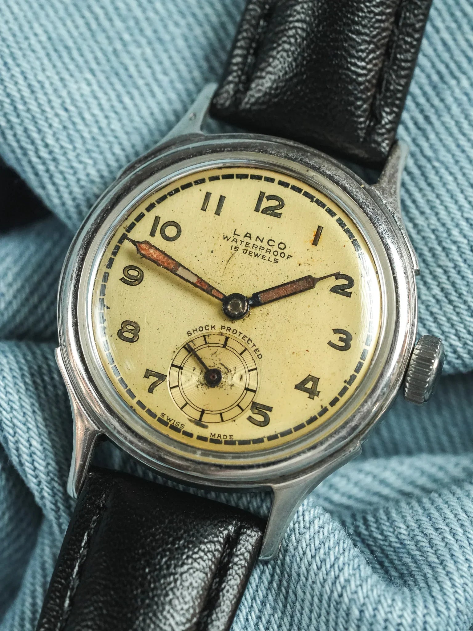 Lanco - montre militaire d'après guerre WWII Cadran Crème - 1940s - Atelier Victor - Vintage Shop