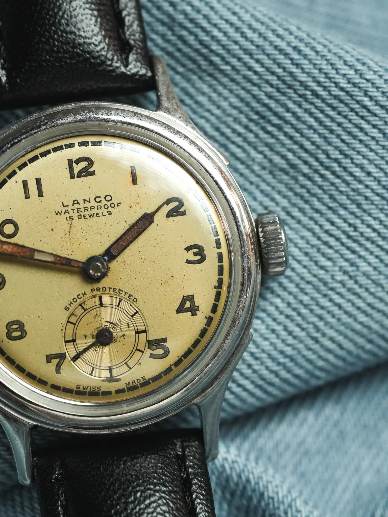 Lanco - montre militaire d'après guerre WWII Cadran Crème - 1940s - Atelier Victor - Vintage Shop