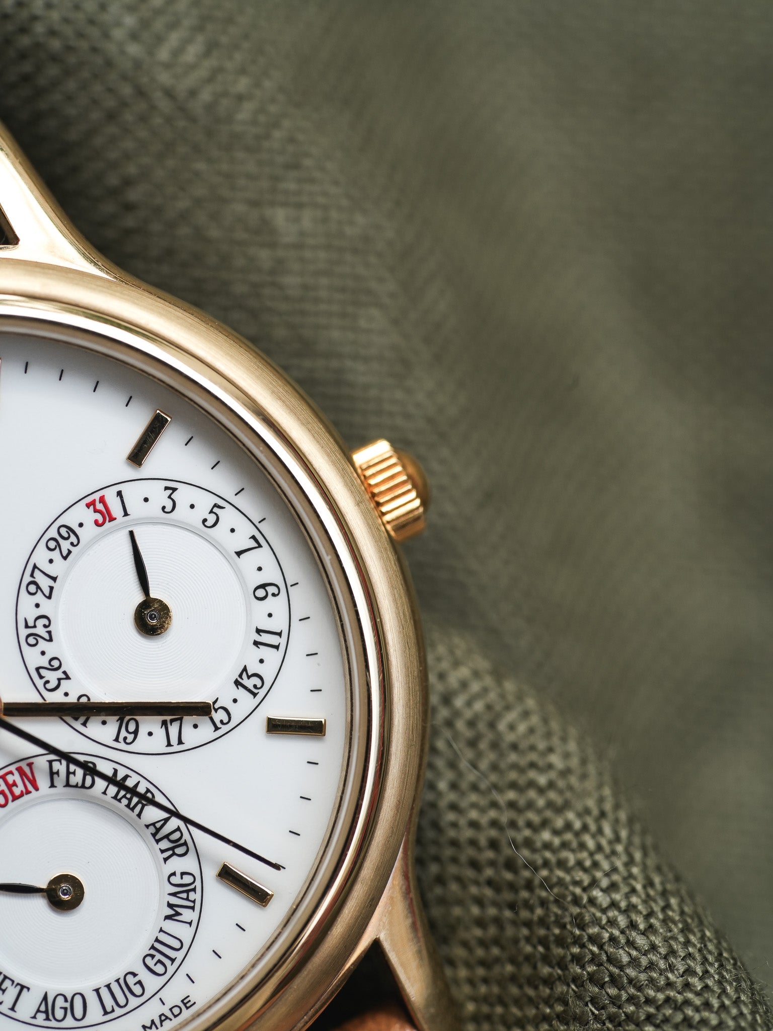 Levrette - Triple Calendar Plaqué or Blanc - NOS - 1990s - Atelier Victor Paris - Vintage Watch Shop Dubai