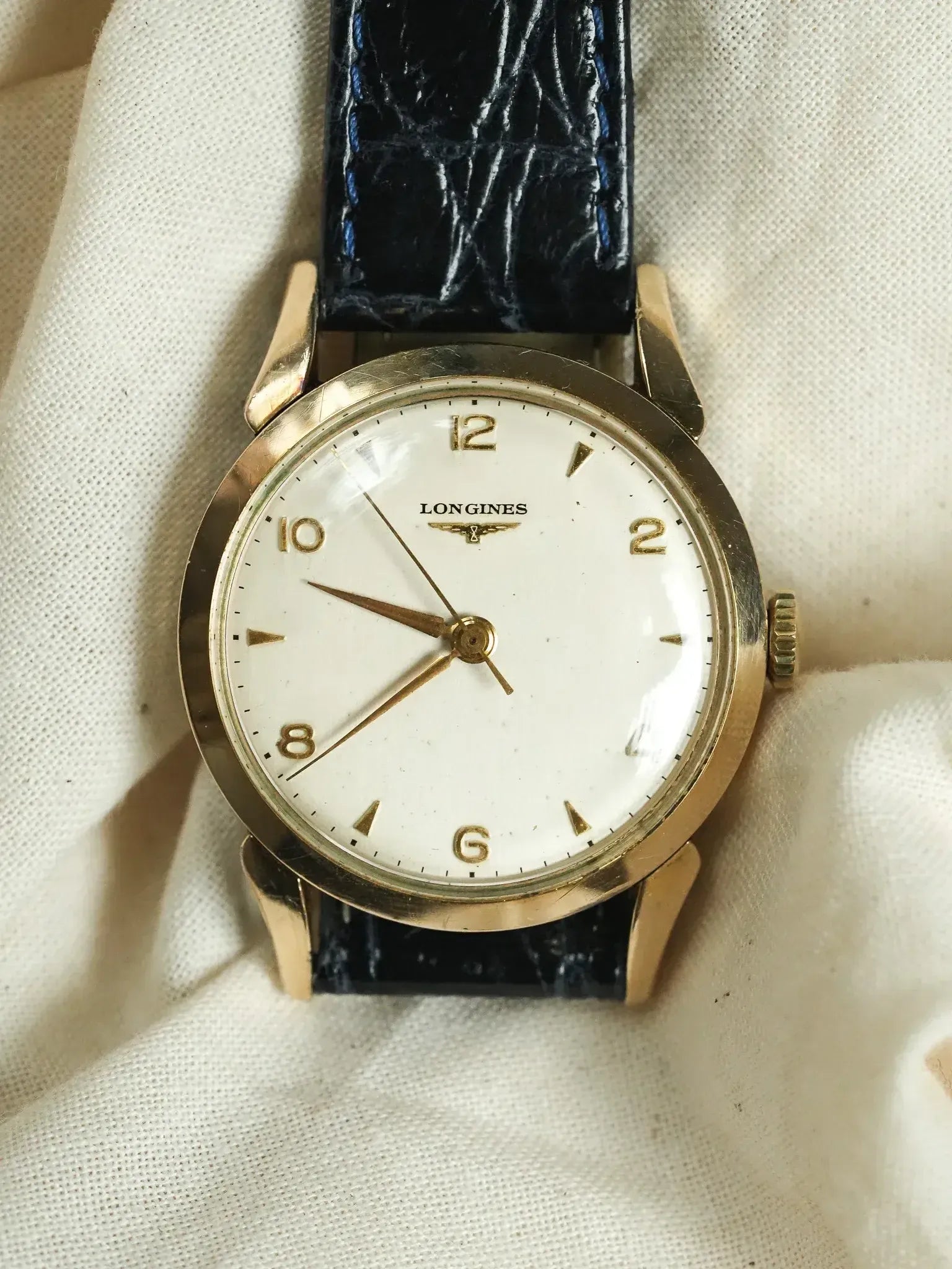 Longines - 8418 Cornes Gouttes d'eau plaqué or index - 1960s - Atelier Victor