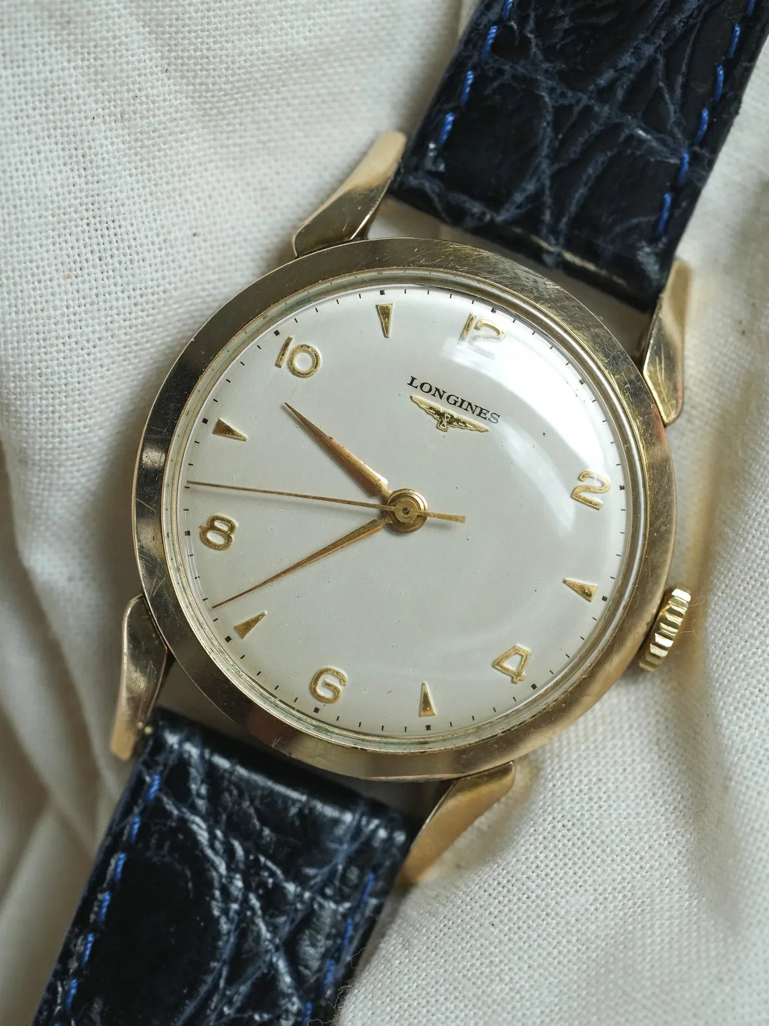 Longines - 8418 Cornes Gouttes d'eau plaqué or index - 1960s - Atelier Victor - Vintage Shop