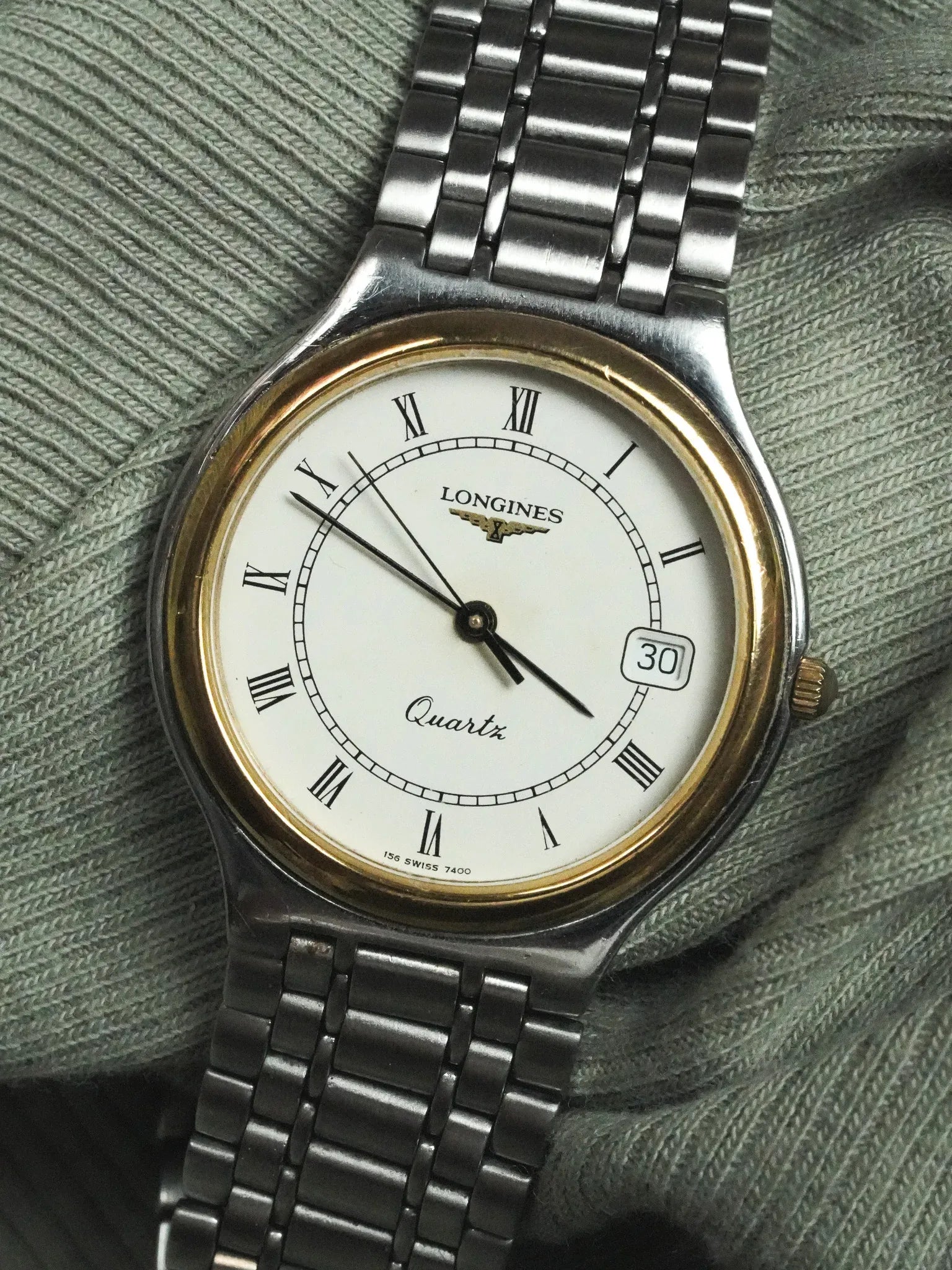 Longines - Bracelet Acier Maille Lunette Or - Papier - 1991 - Atelier Victor - Vintage Shop