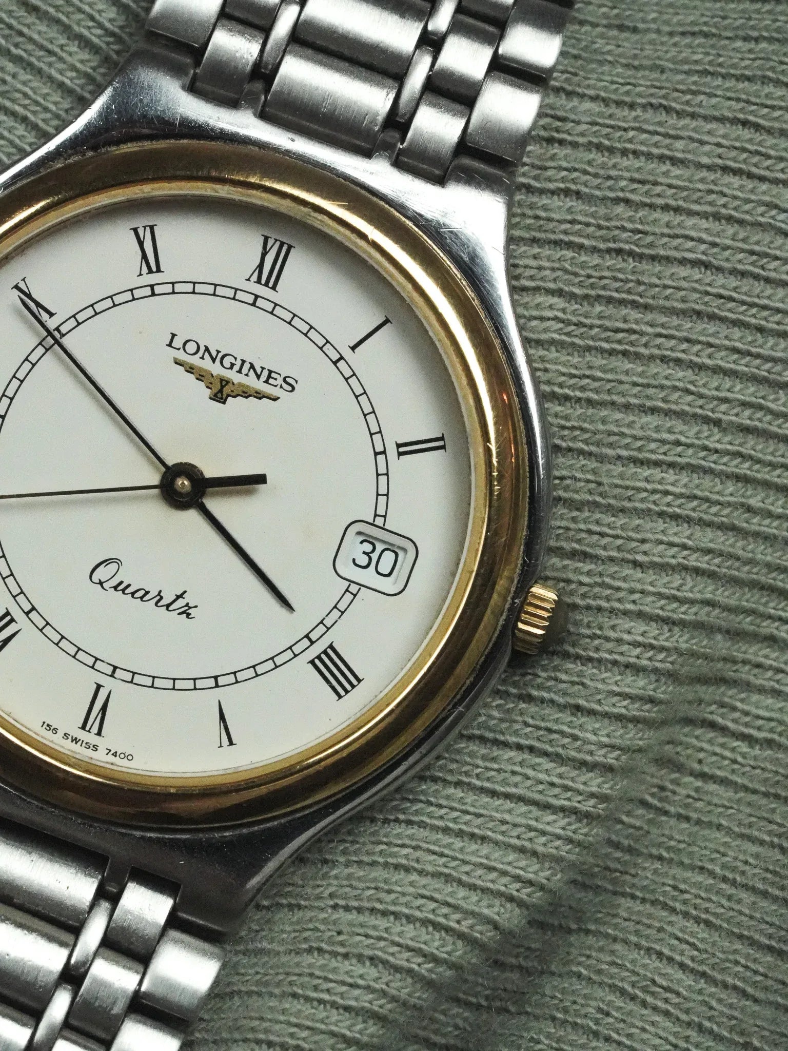 Longines - Bracelet Acier Maille Lunette Or - Papier - 1991 - Atelier Victor - Vintage Shop