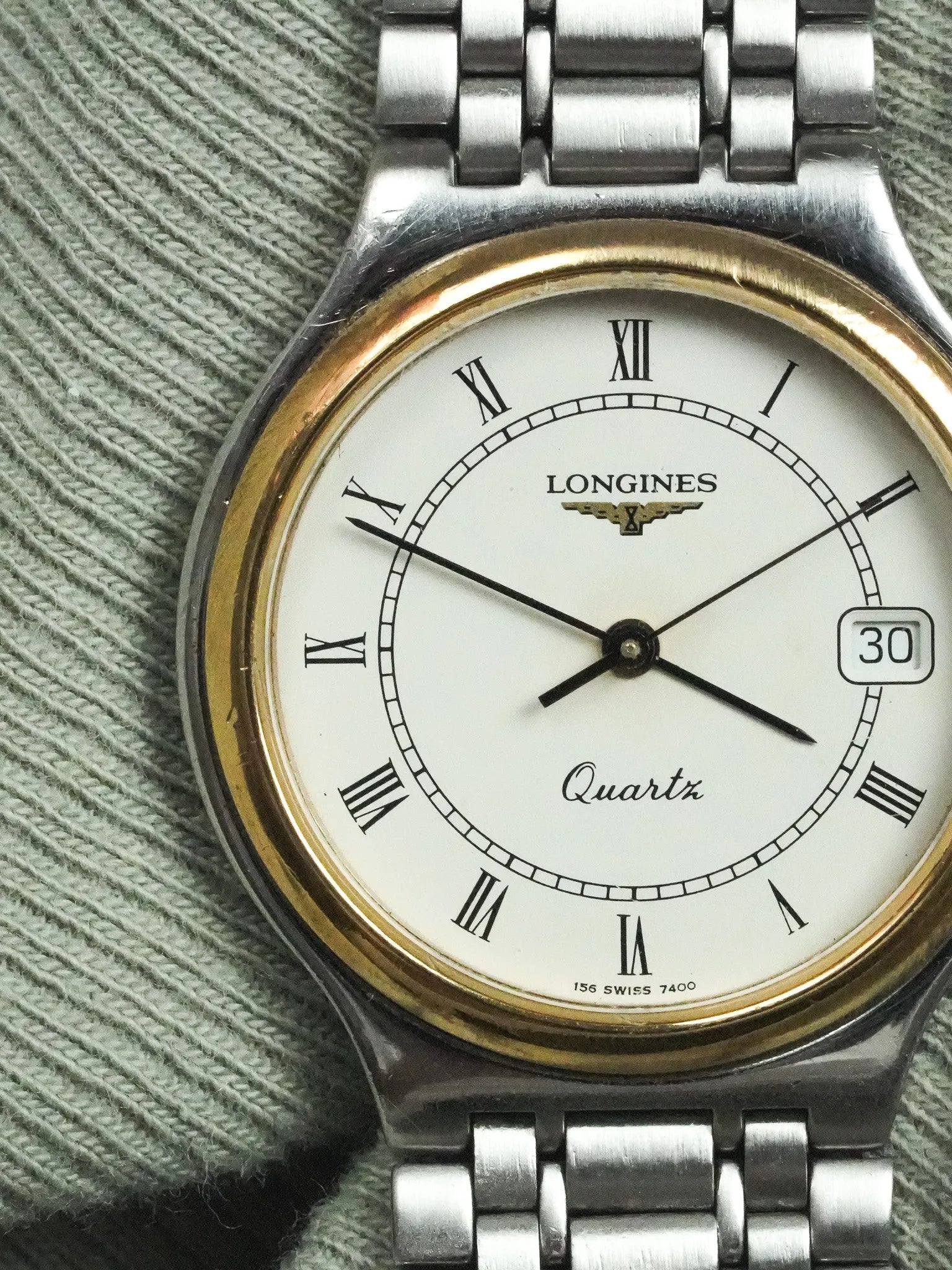 Longines - Bracelet Acier Maille Lunette Or - Papier - 1991 - Atelier Victor - Vintage Shop