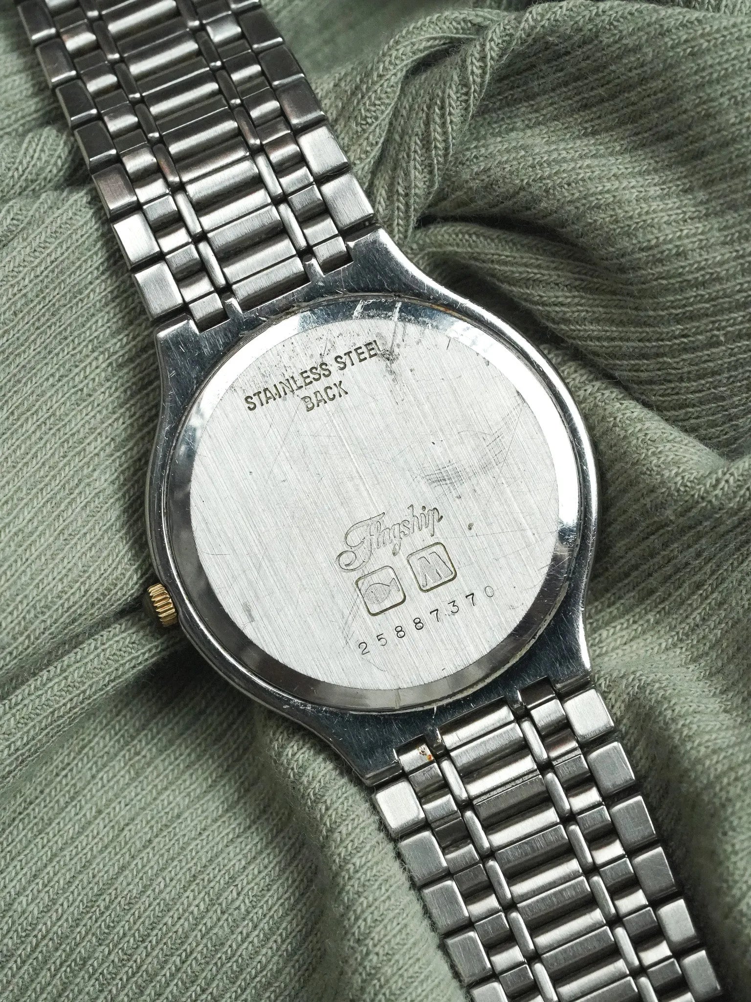 Longines - Bracelet Acier Maille Lunette Or - Papier - 1991 - Atelier Victor - Vintage Shop
