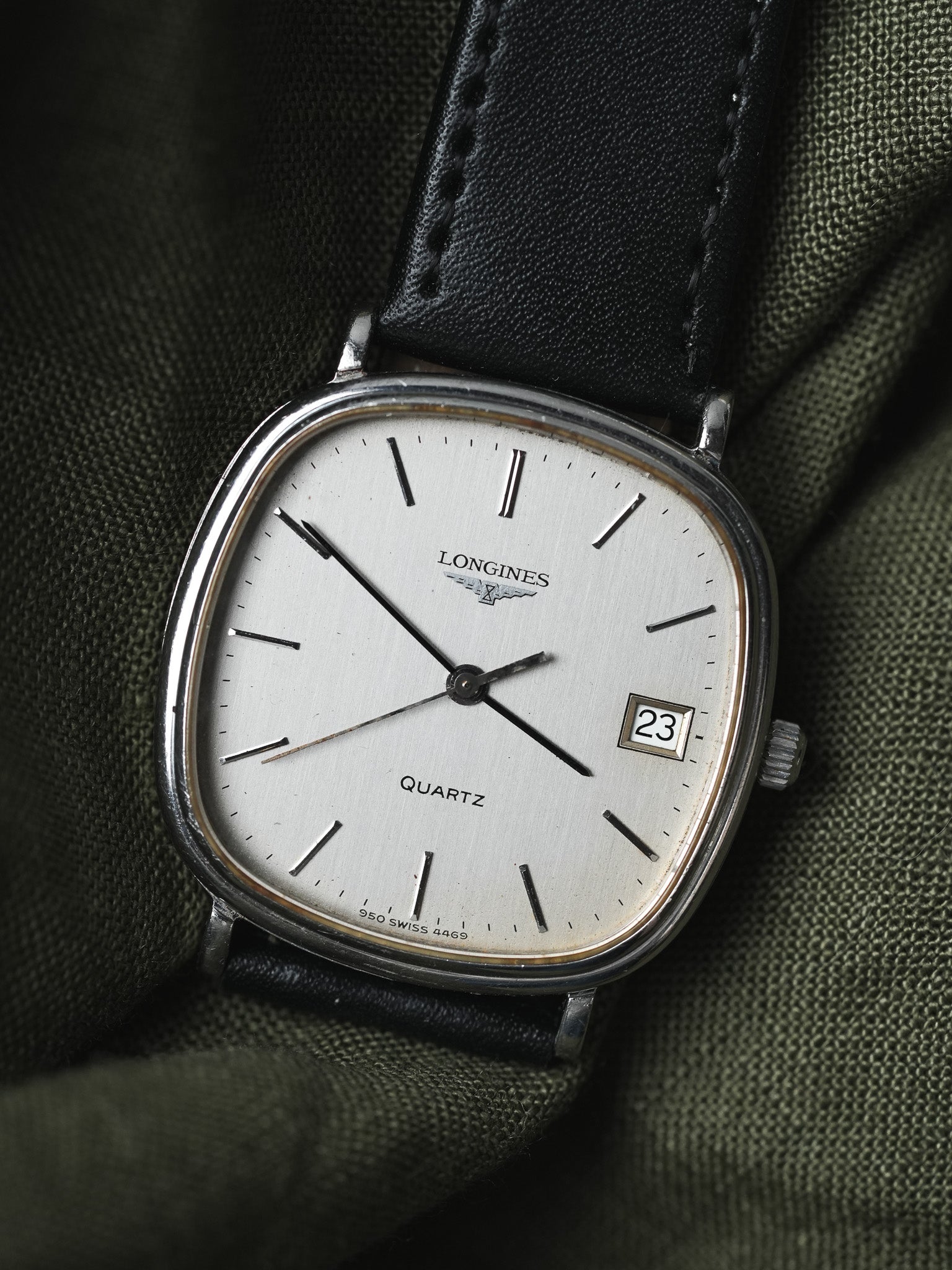 Longines - Cadran TV Acier Patiné date - 1980s - Atelier Victor - Vintage Shop