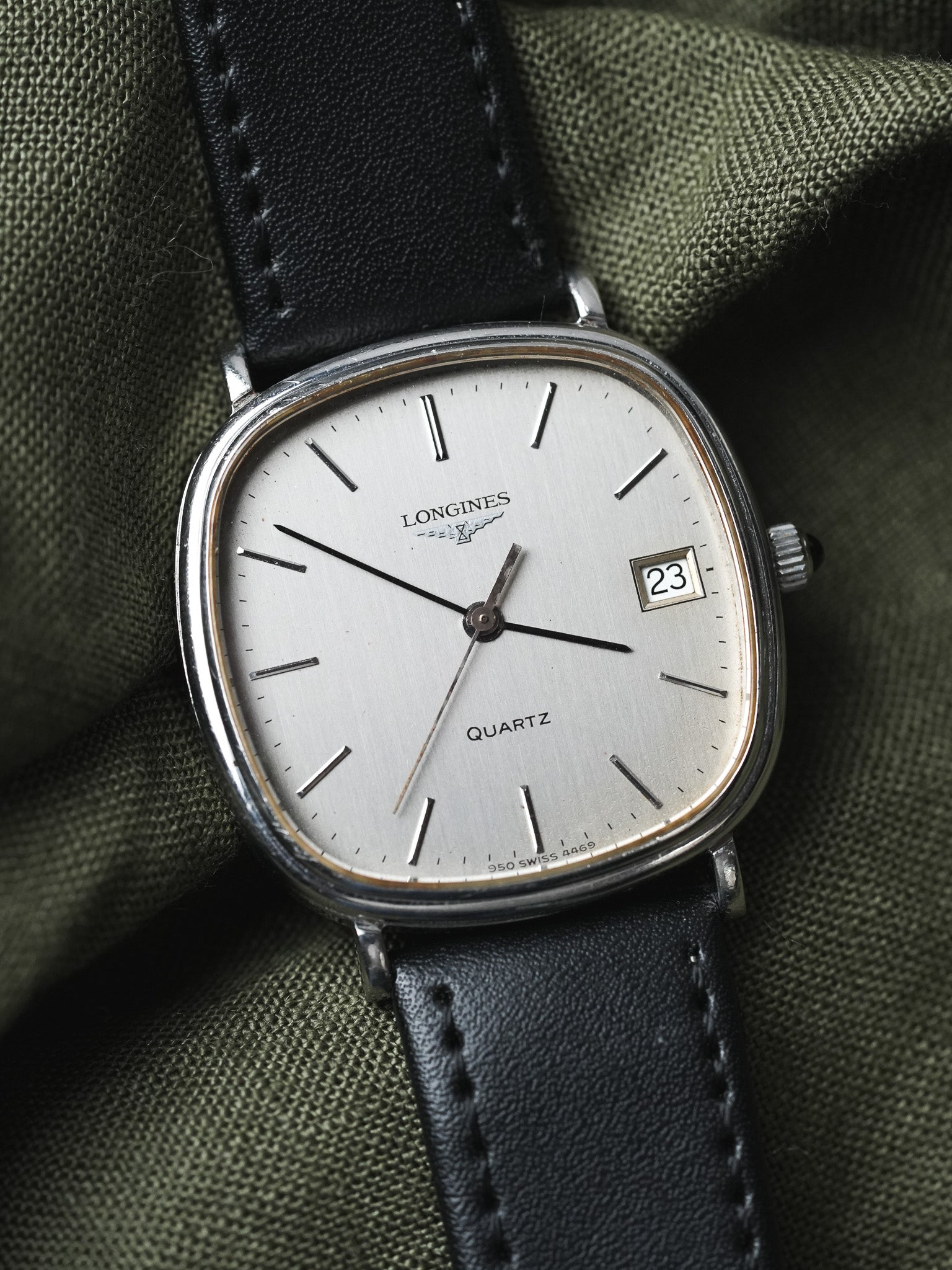 Longines - Cadran TV Acier Patiné date - 1980s - Atelier Victor - Vintage Shop