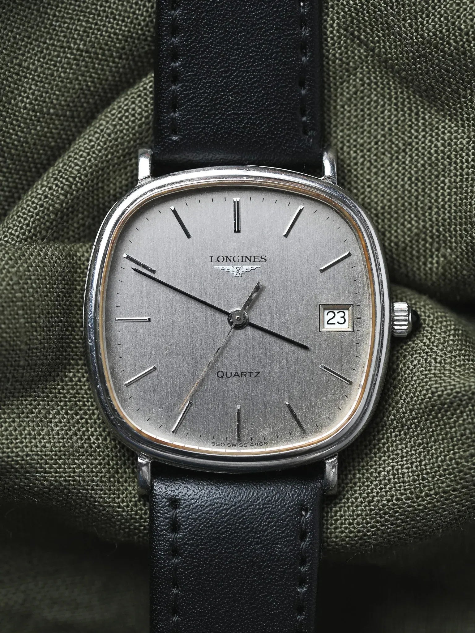 Longines - Cadran TV Acier Patiné date - 1980s - Atelier Victor - Vintage Shop
