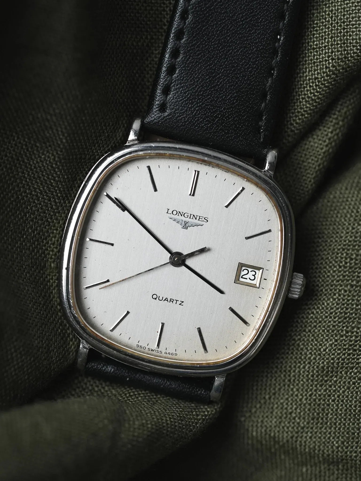 Longines - Cadran TV Acier Patiné date - 1980s - Atelier Victor - Vintage Shop