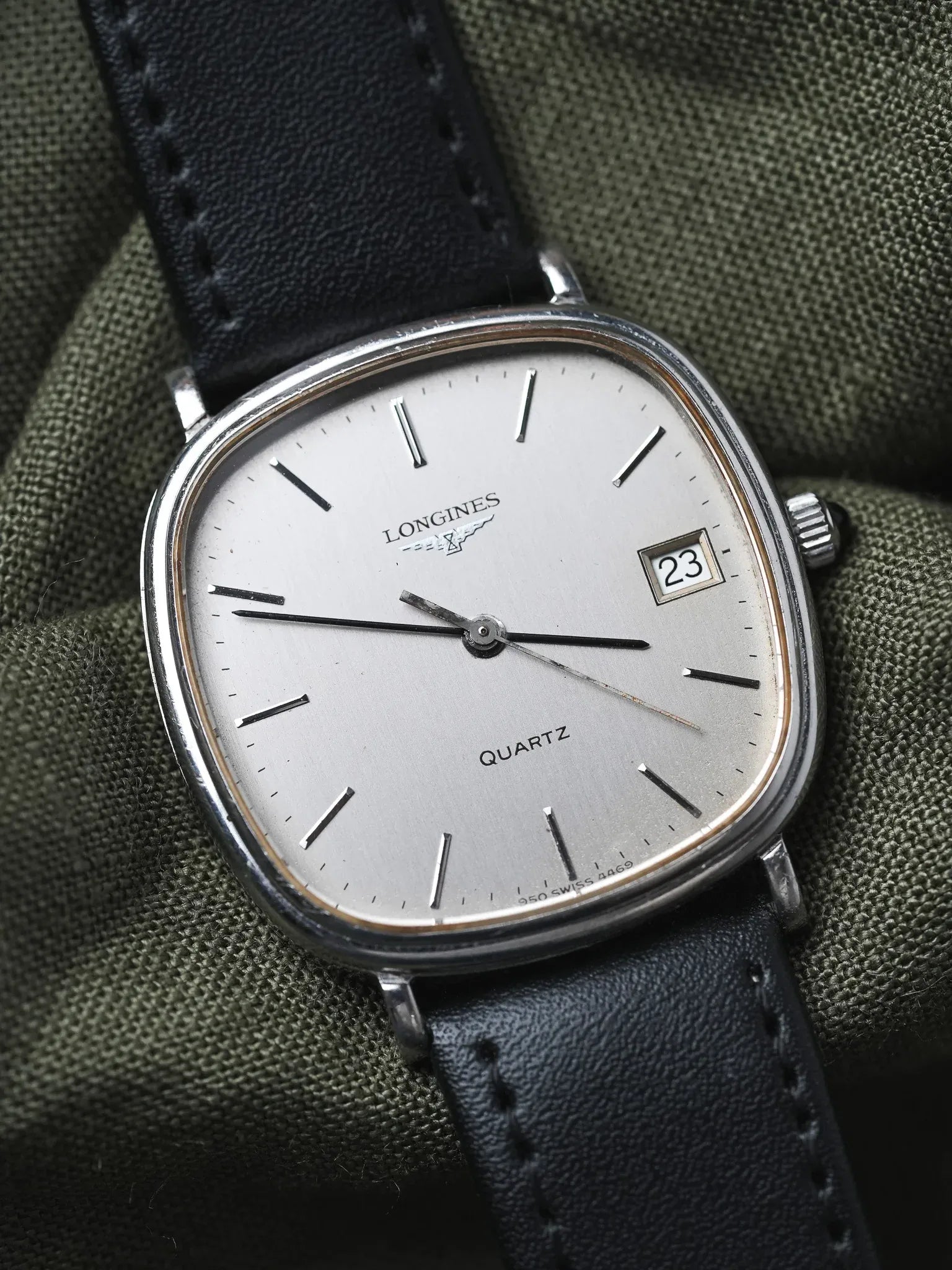 Longines - Cadran TV Acier Patiné date - 1980s - Atelier Victor - Vintage Shop