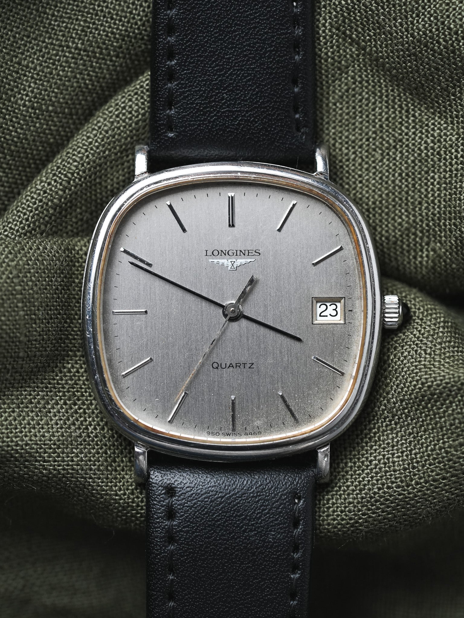 Longines - Cadran TV Acier Patiné date - 1980s - Atelier Victor - Vintage Shop