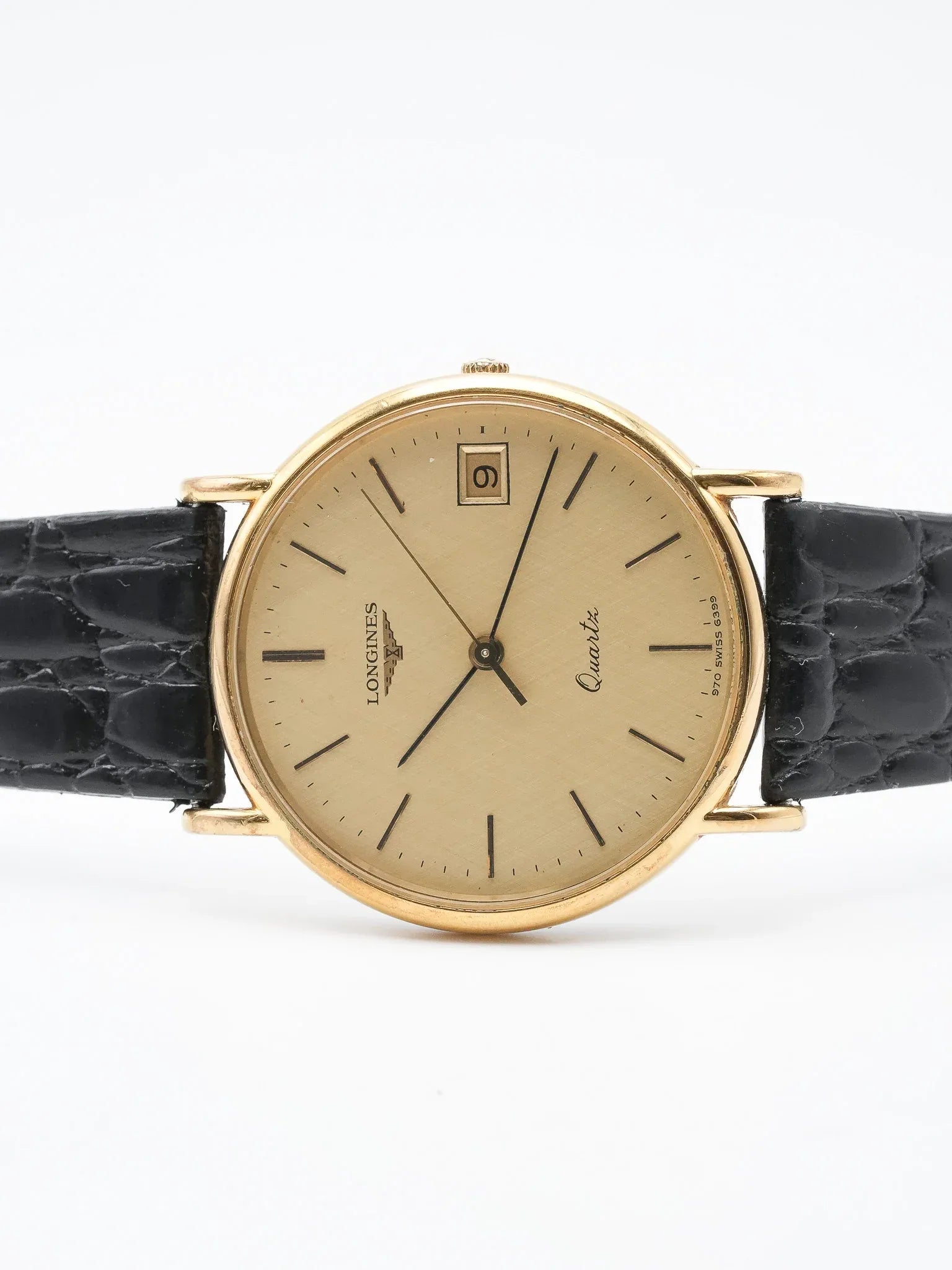 Longines - Circle Cadran doré lin date - 1980s - Atelier Victor - Vintage Shop