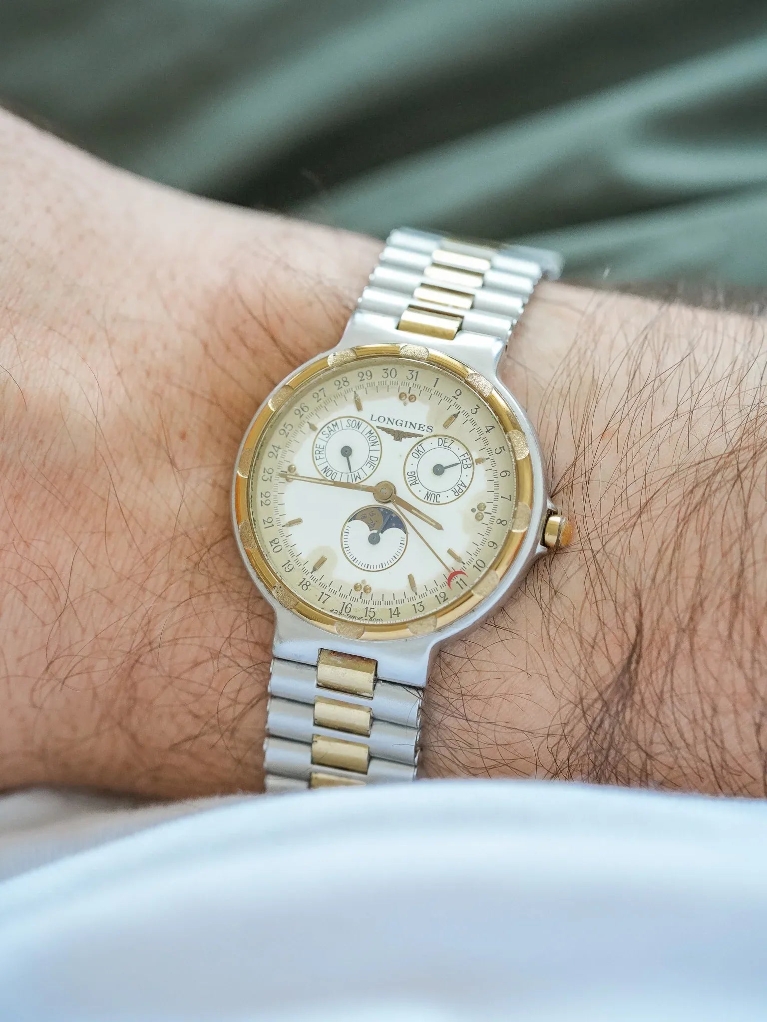 Longines - Conquest Triple Calendar Phase de lune Acier Or Patinée - 1990s - Atelier Victor