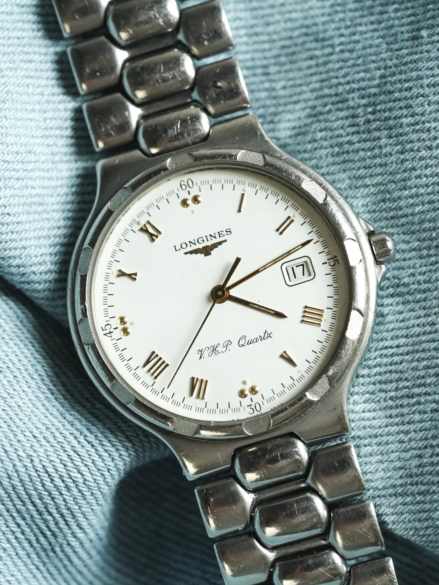 Longines - Conquest V.H.P Acier Date Blanc Index Or - 1990s - Atelier Victor