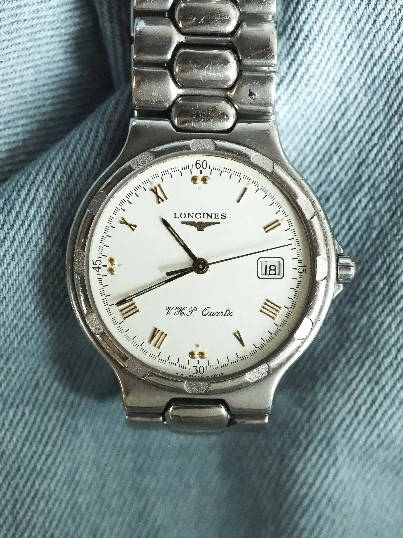 Longines - Conquest V.H.P Acier Date Blanc Index Or - 1990s - Atelier Victor
