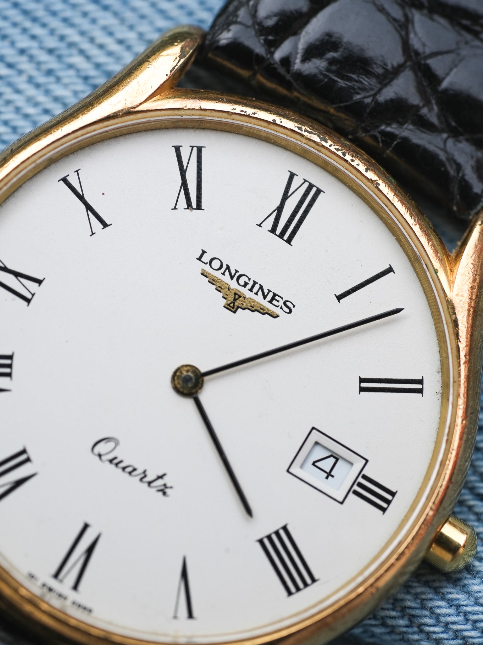 Longines - Dress Watch Date cadran blanc romain - 1980s - Atelier Victor - Vintage Shop