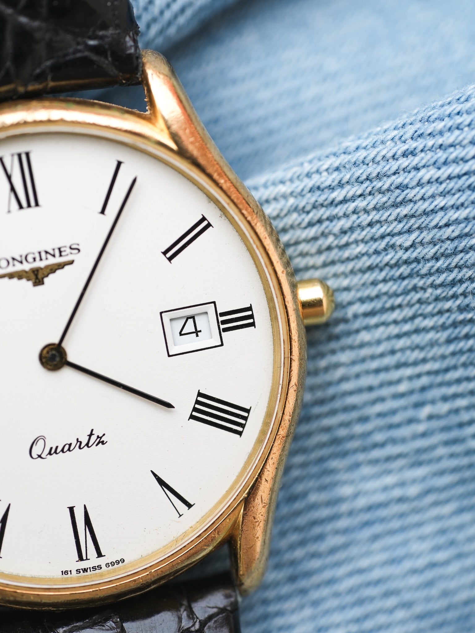 Longines - Dress Watch Date cadran blanc romain - 1980s - Atelier Victor - Vintage Shop