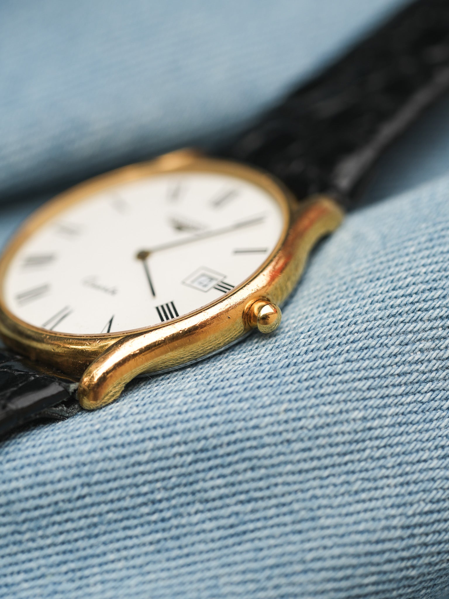 Longines - Dress Watch Date cadran blanc romain - 1980s - Atelier Victor - Vintage Shop