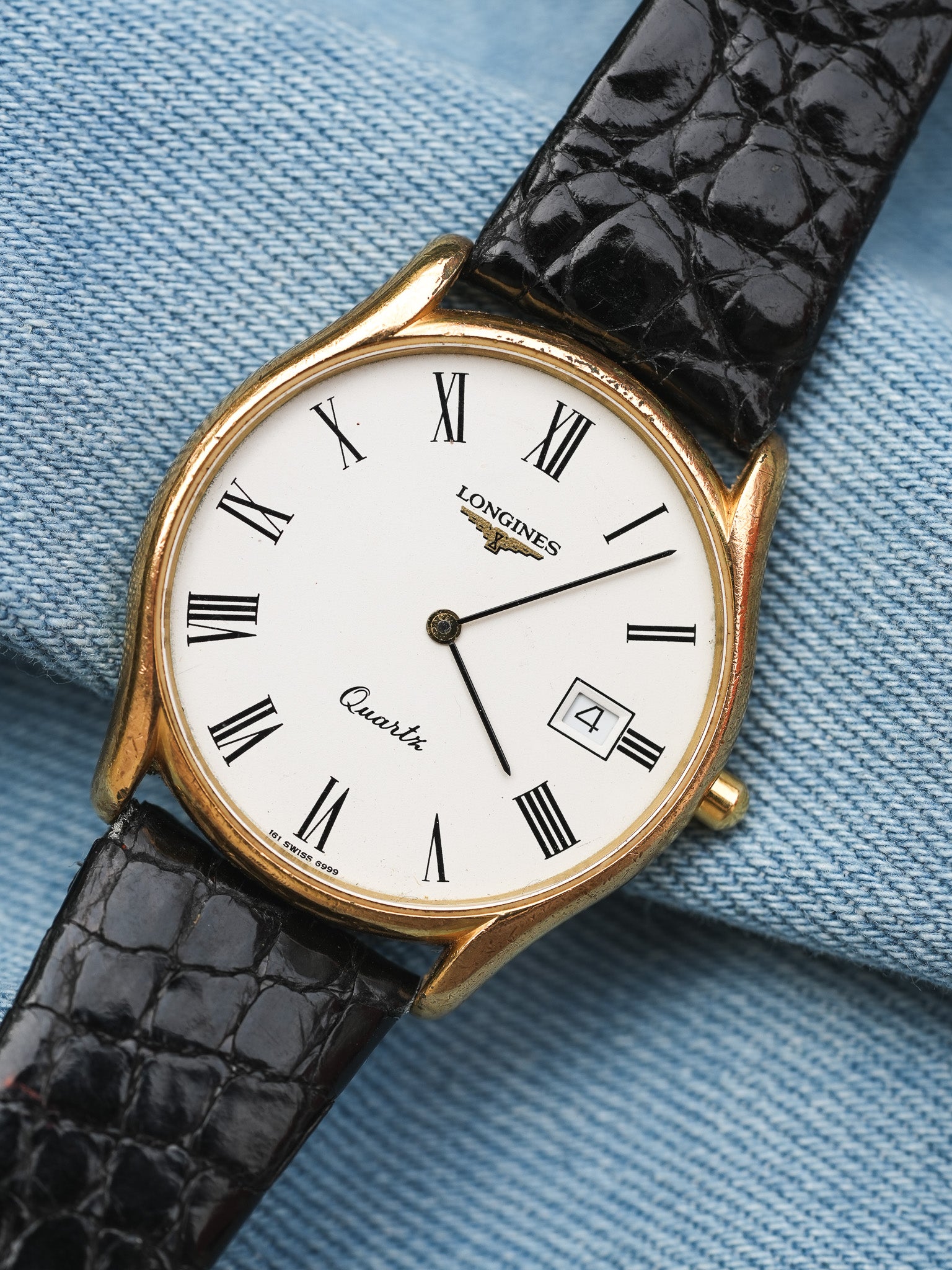 Longines - Dress Watch Date cadran blanc romain - 1980s - Atelier Victor - Vintage Shop